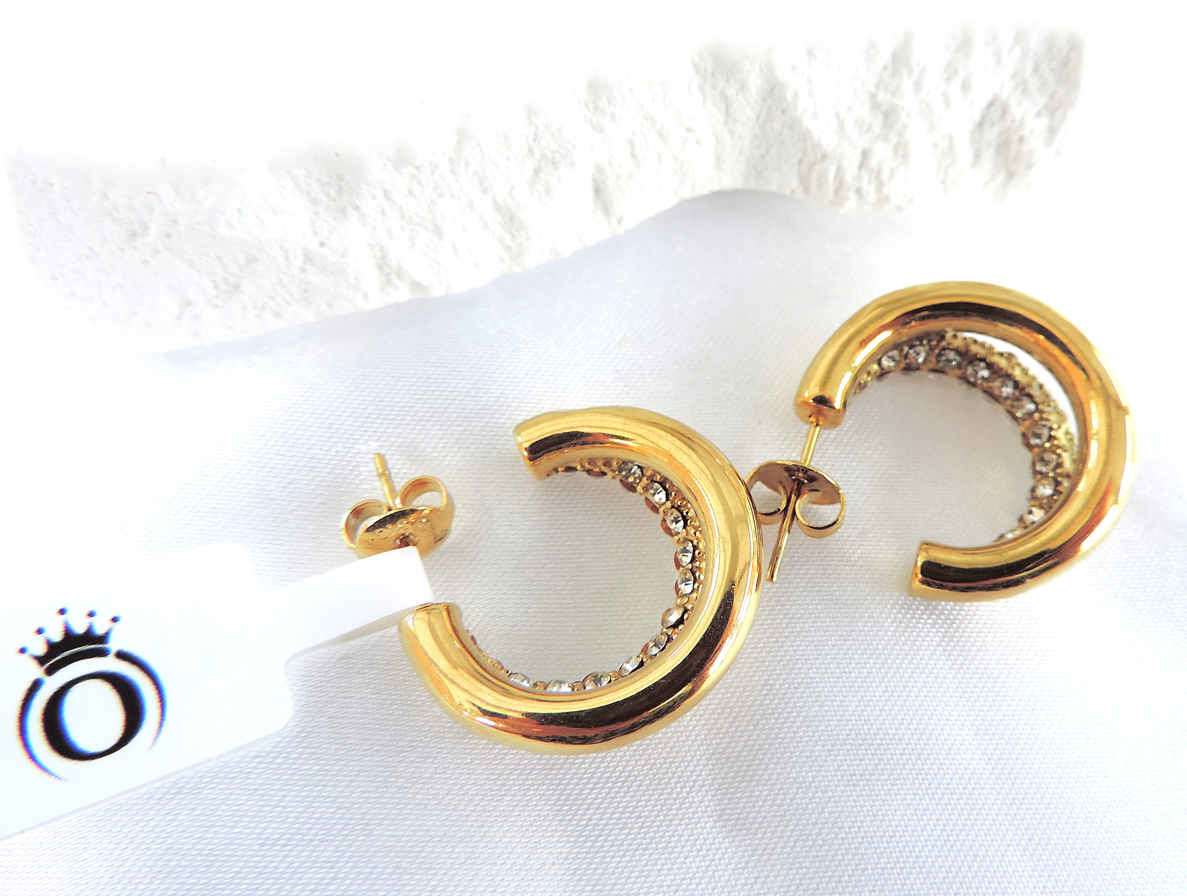 Orrevé Gold Plated CZ Gemstone Hoop Earrings