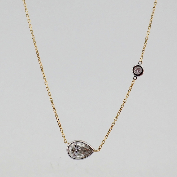 Pear Cut Lab-Grown Diamond Necklace - 1.07 Total Carat (IGI Certified)