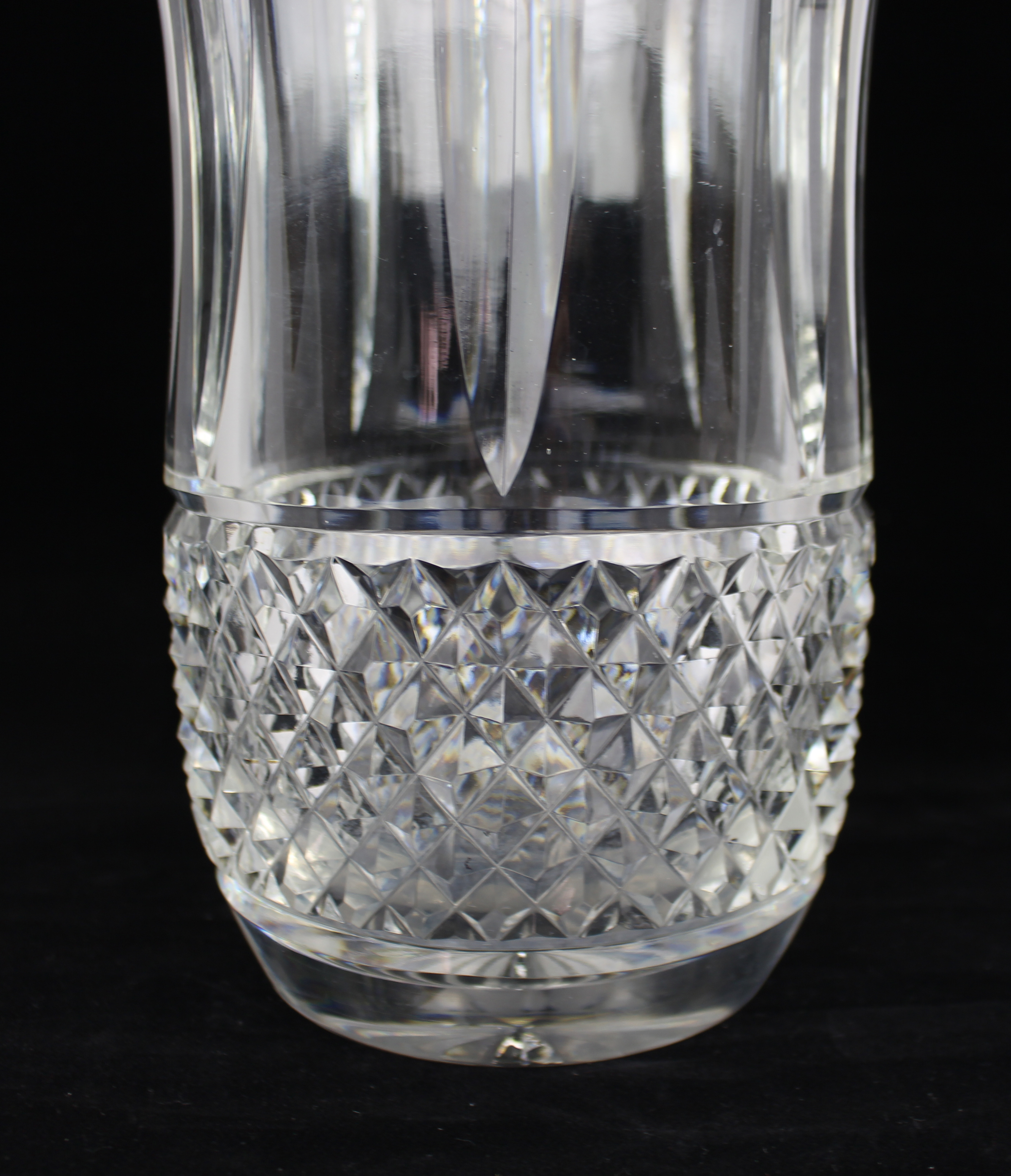 Large Cut Crystal Vase with Diamond and Fluted Detail