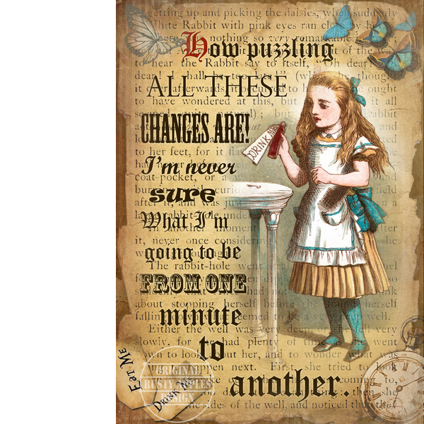 Alice In Wonderland Metal Sign " How Puzzling Quote"Designed Alice In Wonderland Quote
