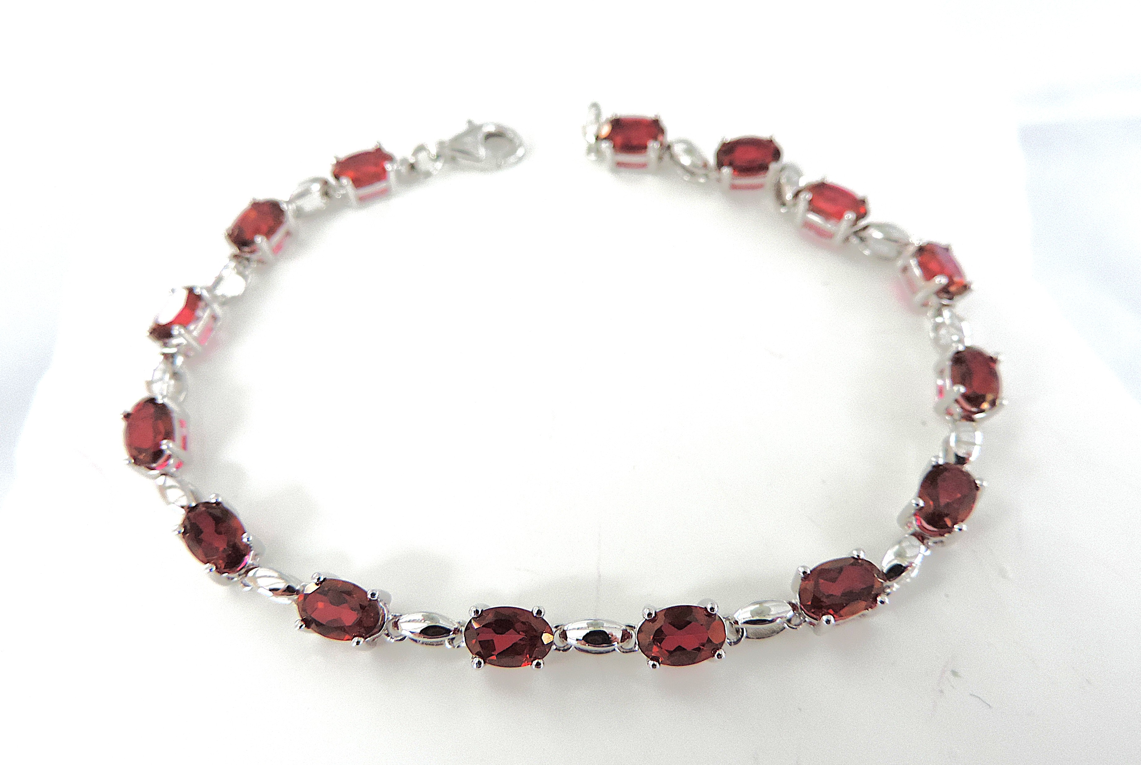 925 Sterling Silver Mystic Crimson Red Topaz Bracelet 'NEW'