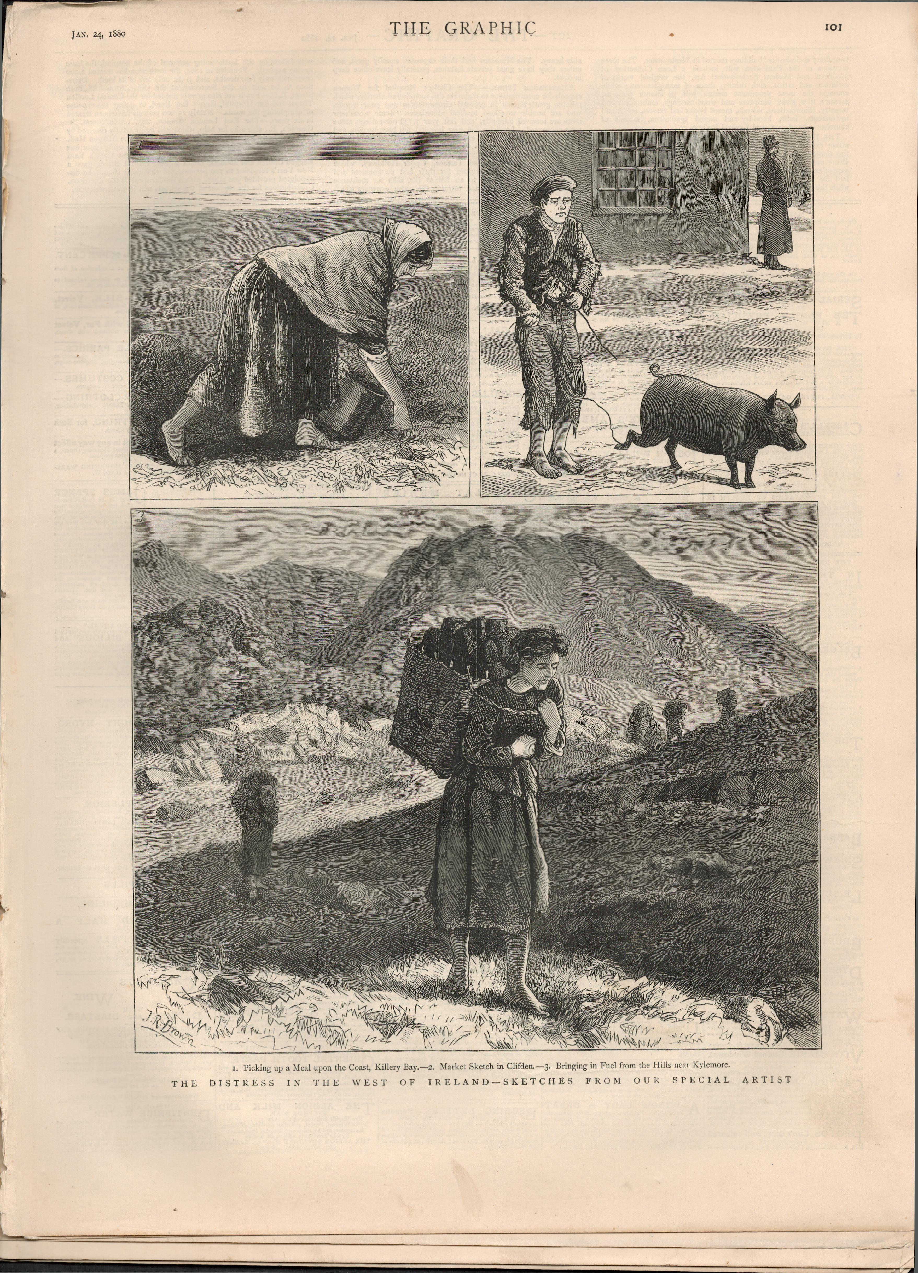 1880 Famine & Distress West Of Ireland Connemara Galway NewspaperOriginal Antique Complete 1880