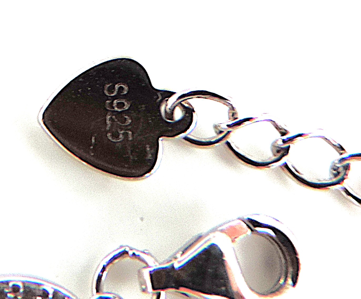 925 Silver White Zircon Gemstone Open Circles Bracelet 'New'
