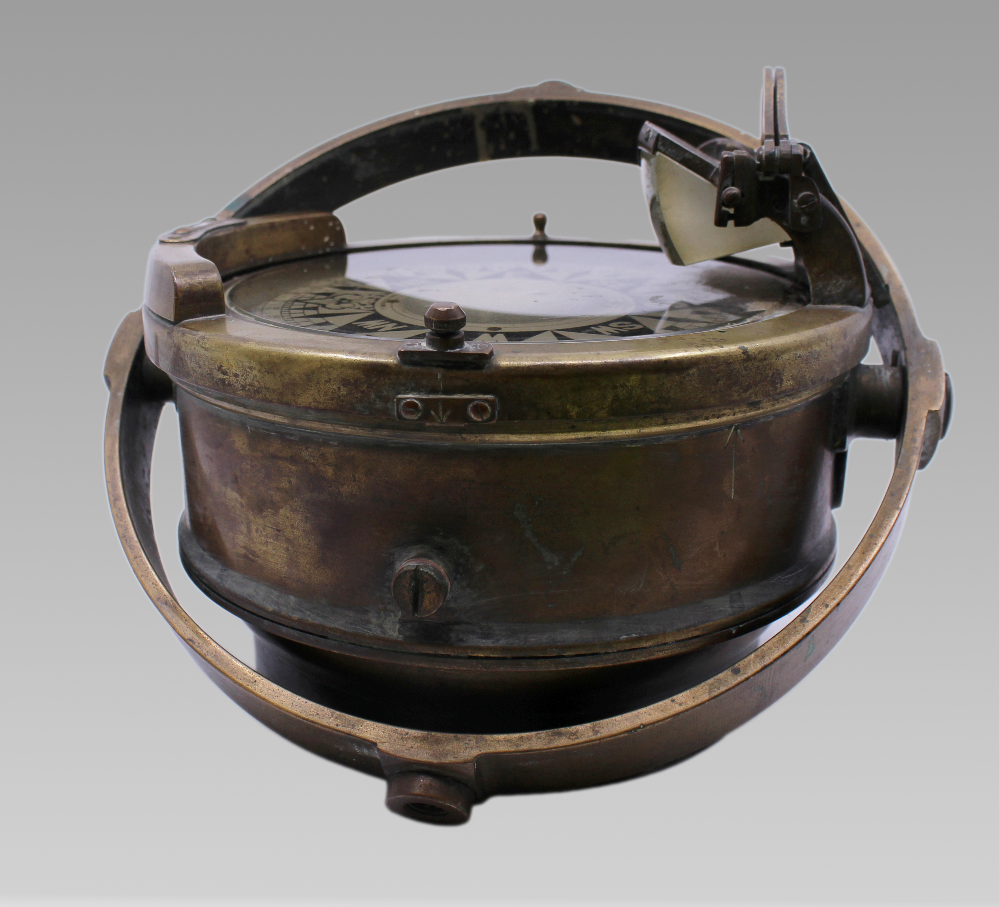 Early 20th Century Bronze and Brass Gimballed Ship's Compass by F. Smith & Sons