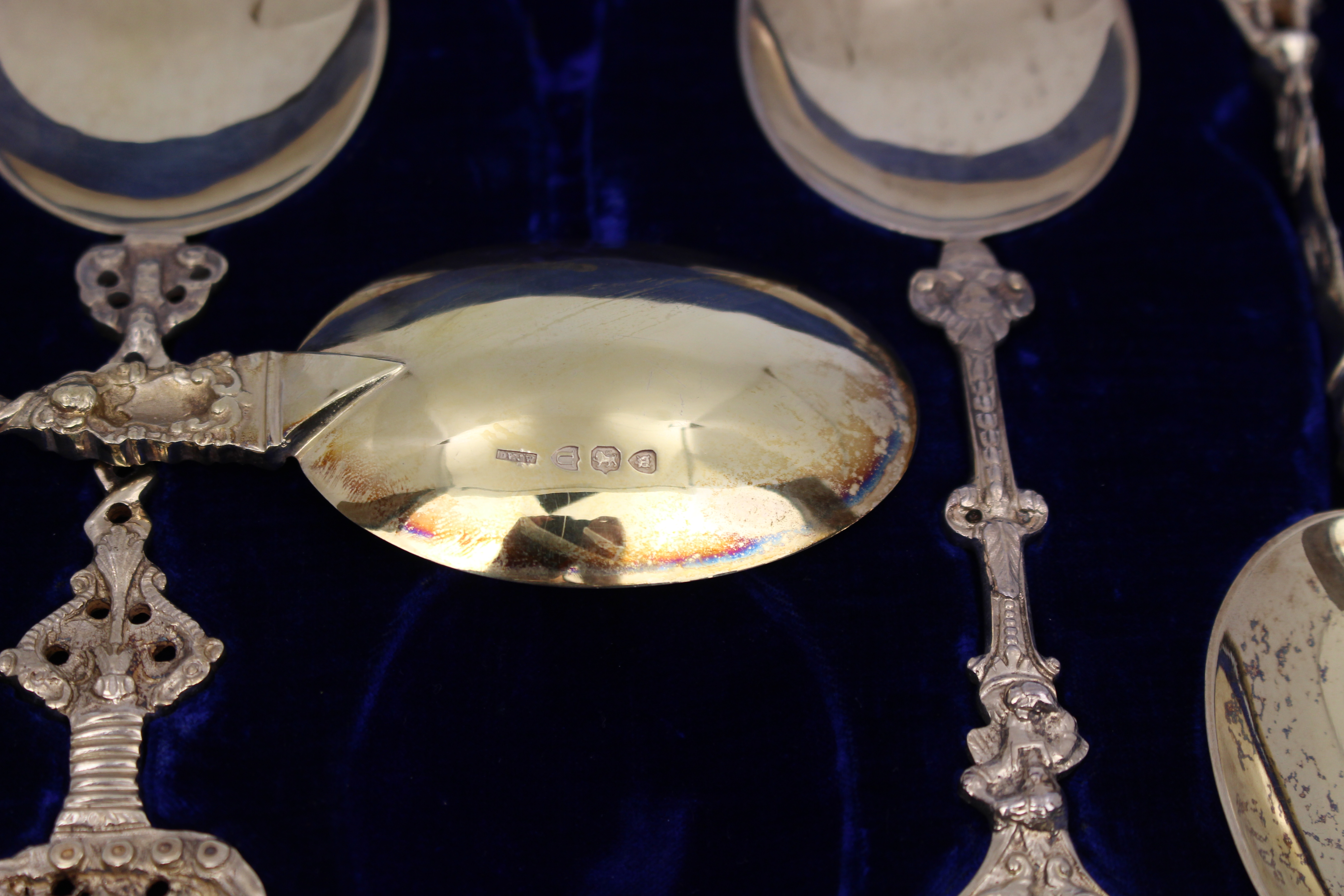 Cased Set of 6 Silver Gilt Spoons
