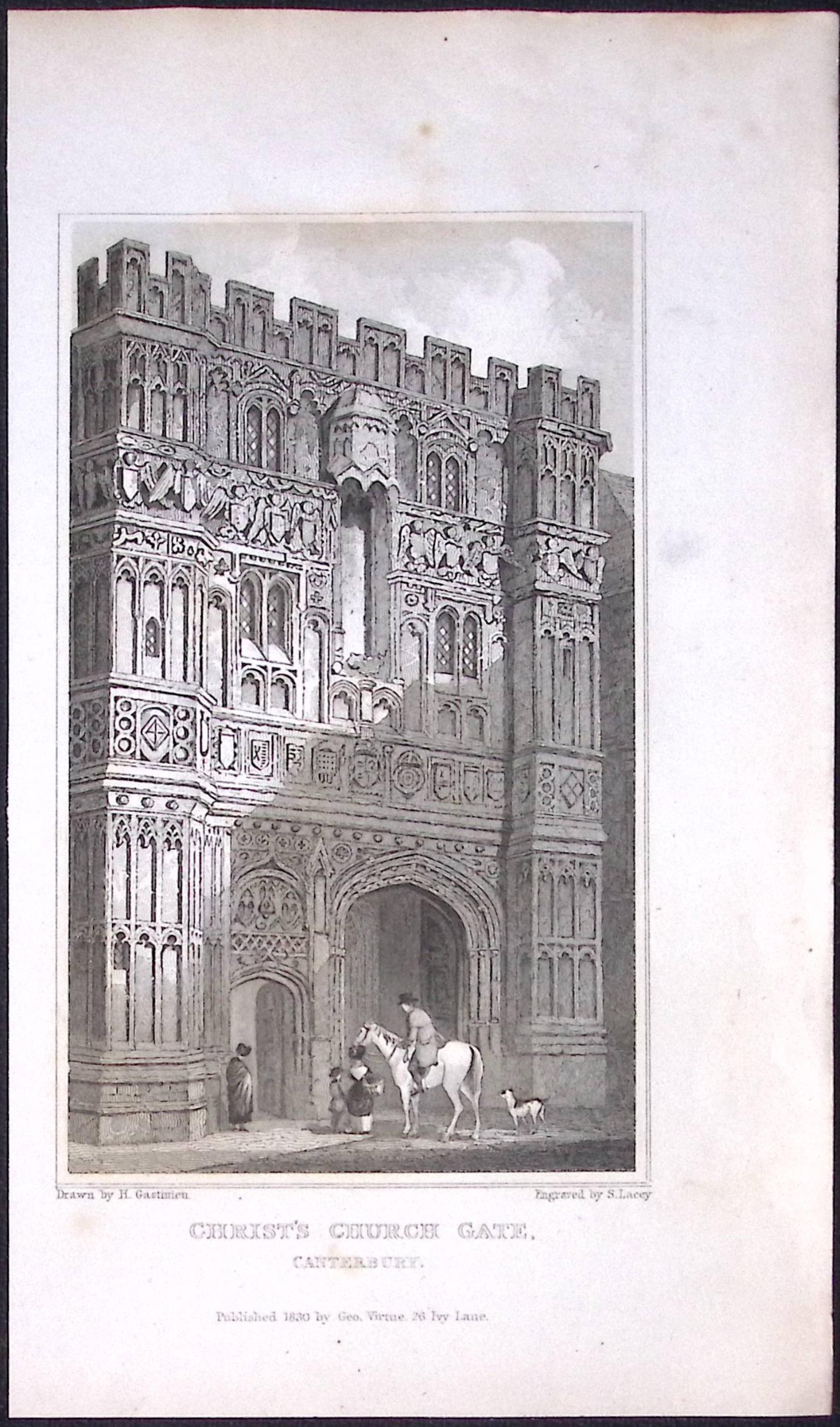 Christ’s Church Canterbury Kent 1829 Antique 197 Years-Old Steel Engraving-68