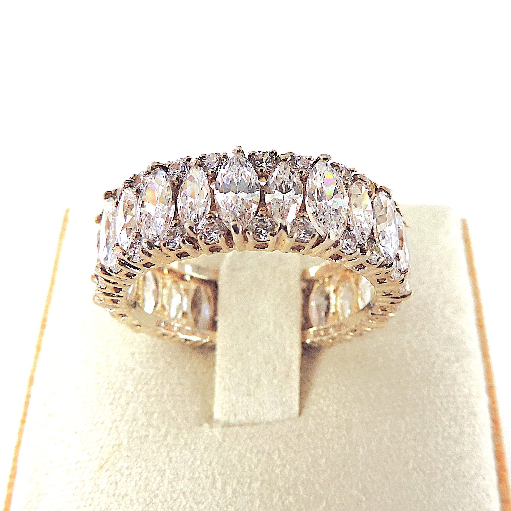 925 Silver 13.16 Carat Marquise Lab-Created Diamond Eternity Ring 'NEW'