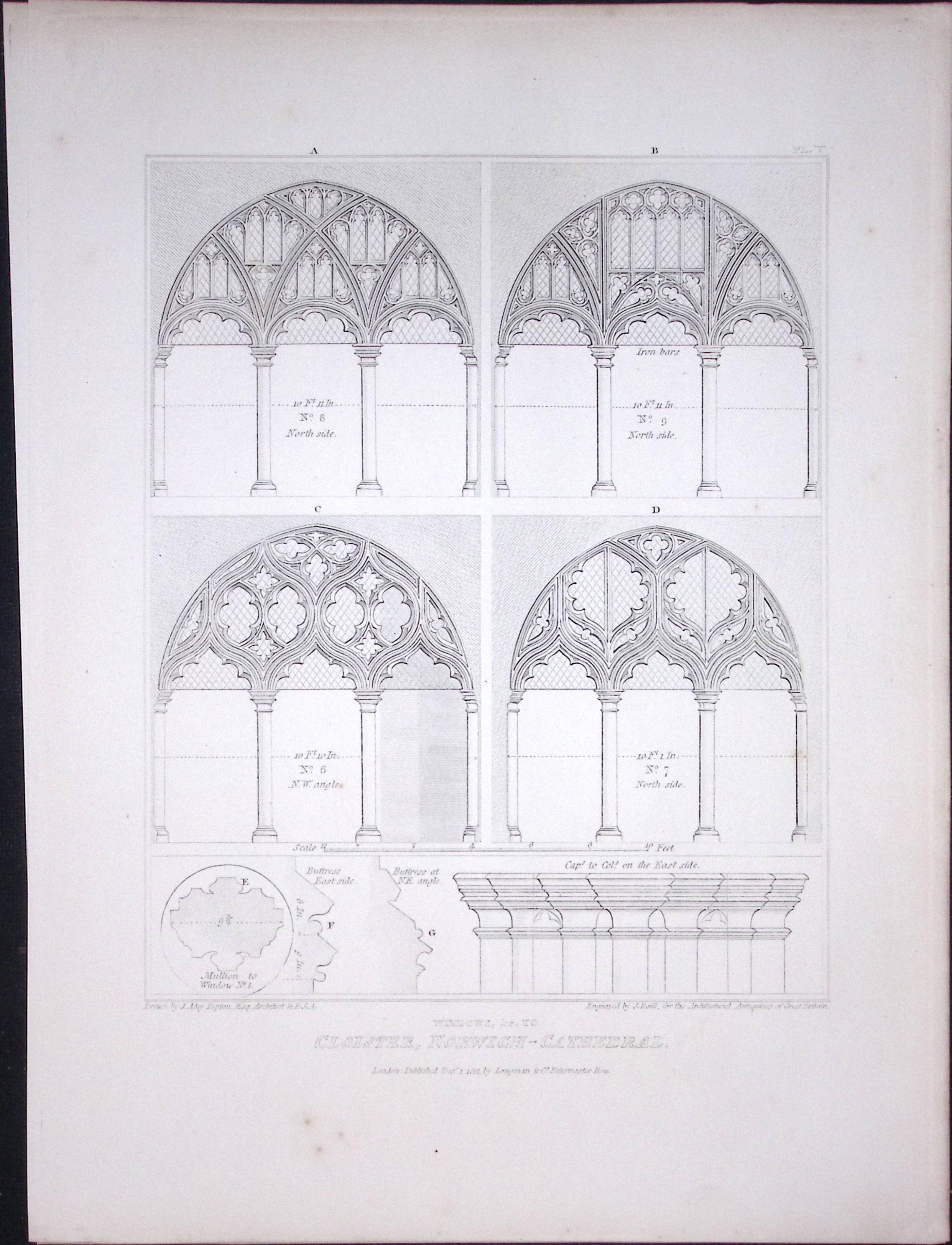 Norwich Cathedral Norfolk 190 Years-Old John Britton Antique Steel Engraving-183