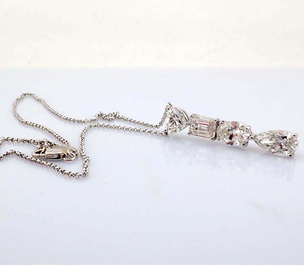 Emerald Cut Lab-Grown Diamond Necklace - 4.4 Total Carat (IGI Certified)