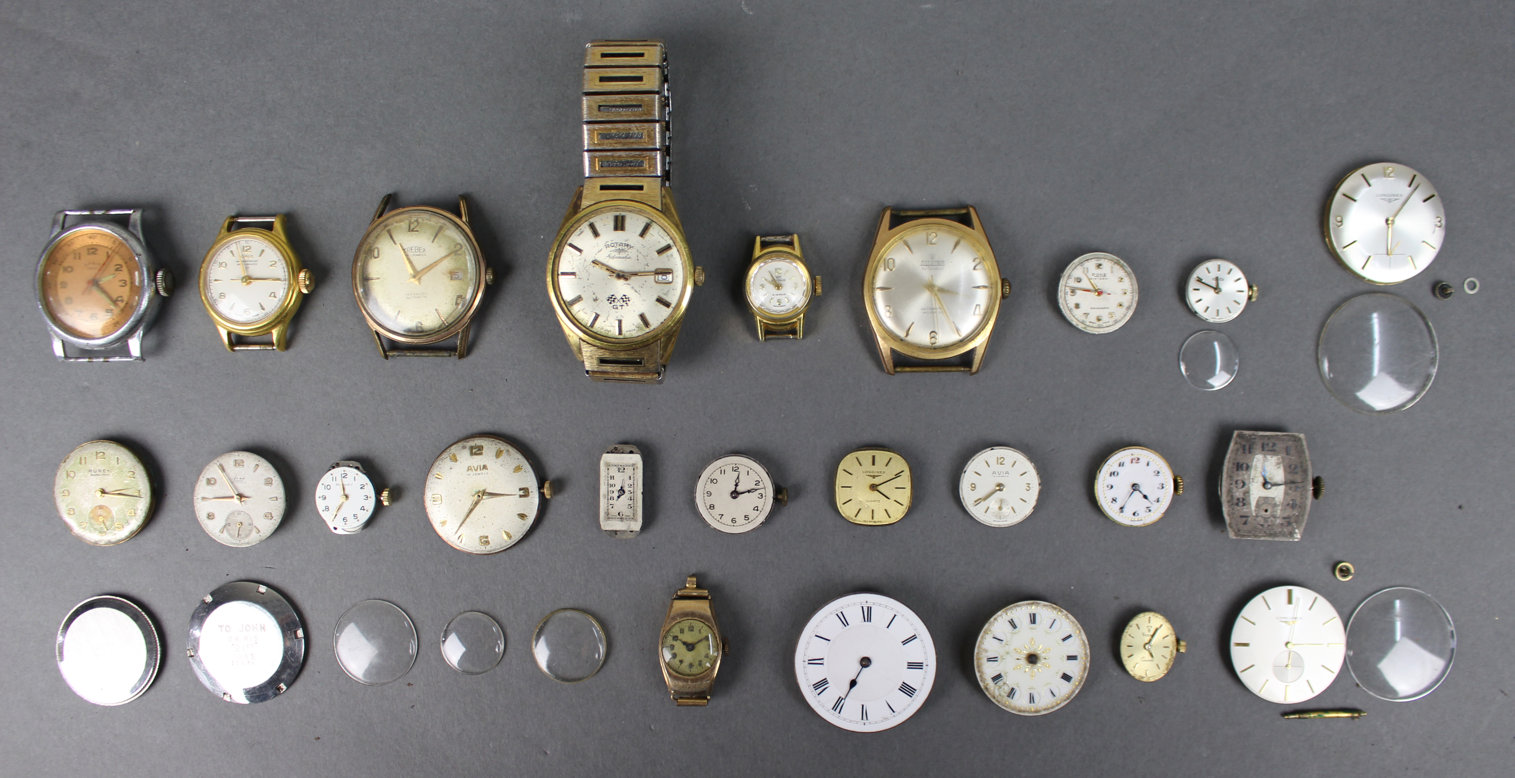 Collection of Antique & Vintage Watch Movements Parts