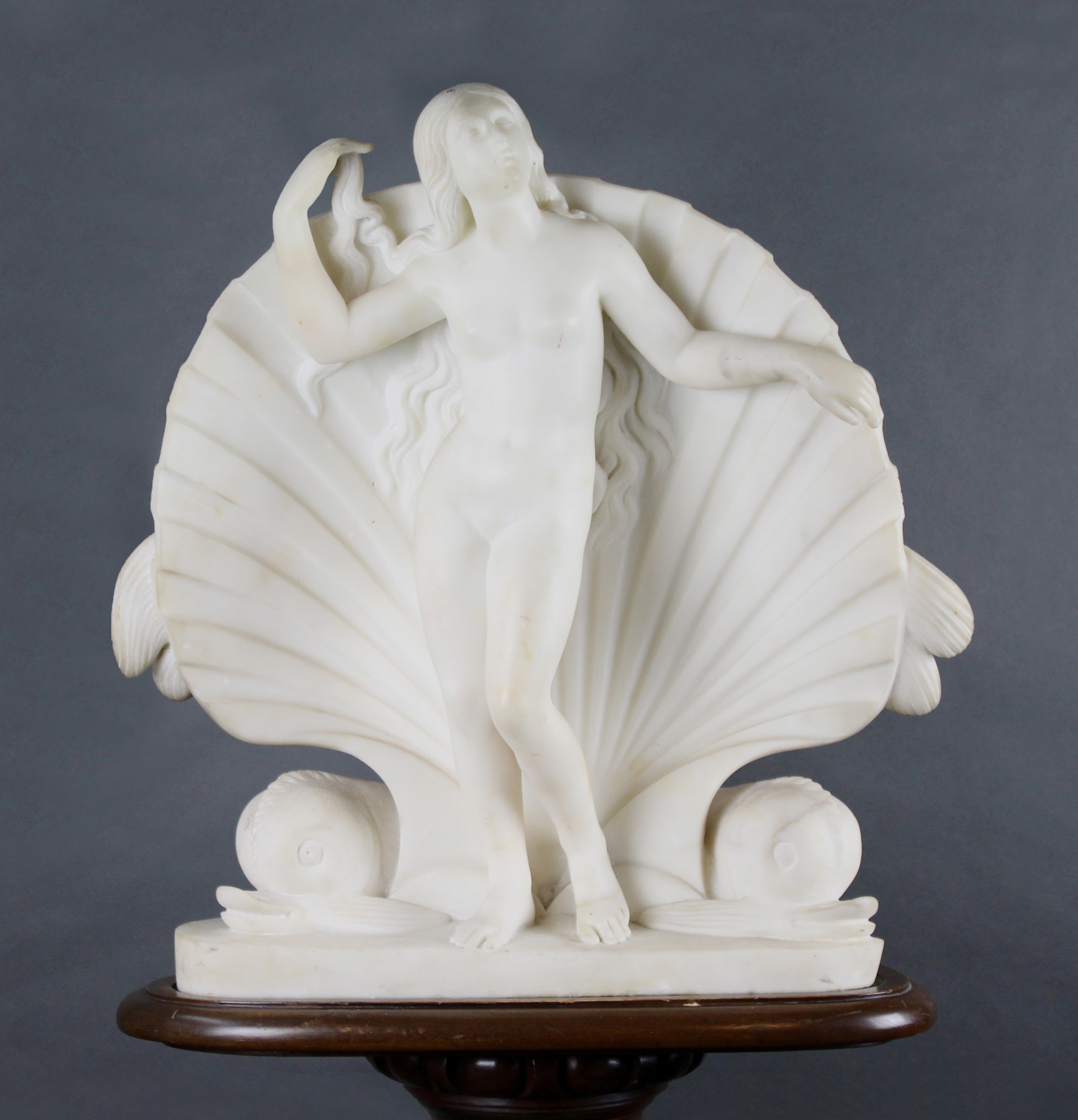 Fine 19th Century Marble Figure of Venus on Fluted Mahogany Pedestal