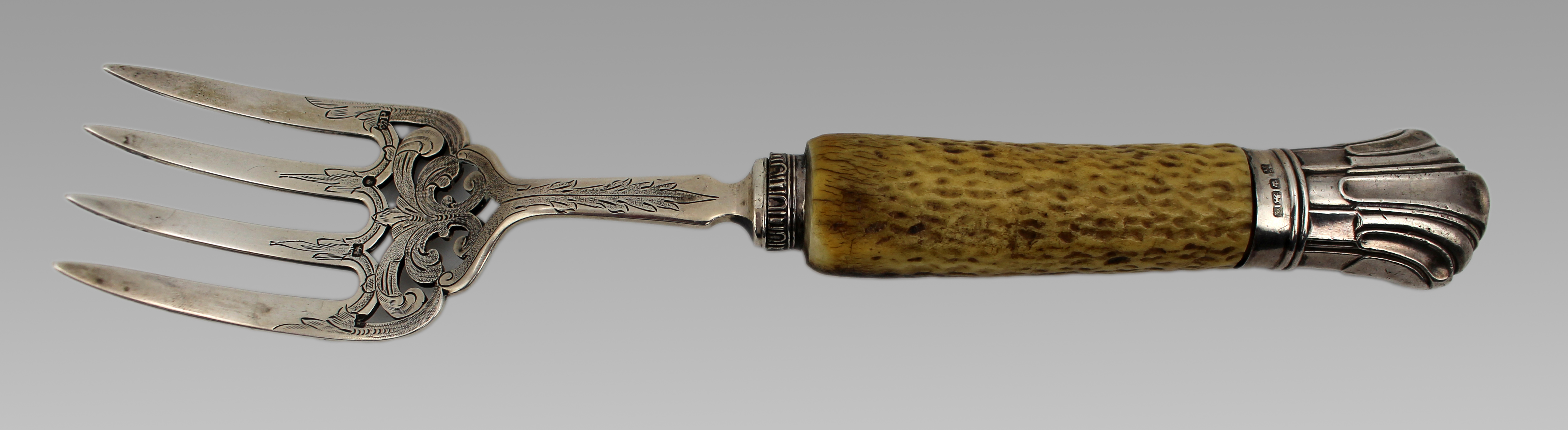 Edwardian Solid Silver and Bone Handled Bread Fork, Sheffield, 1907