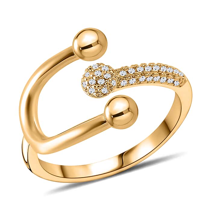 New! Designer Inspired -White Cubic Zirconia Adjustable Ring