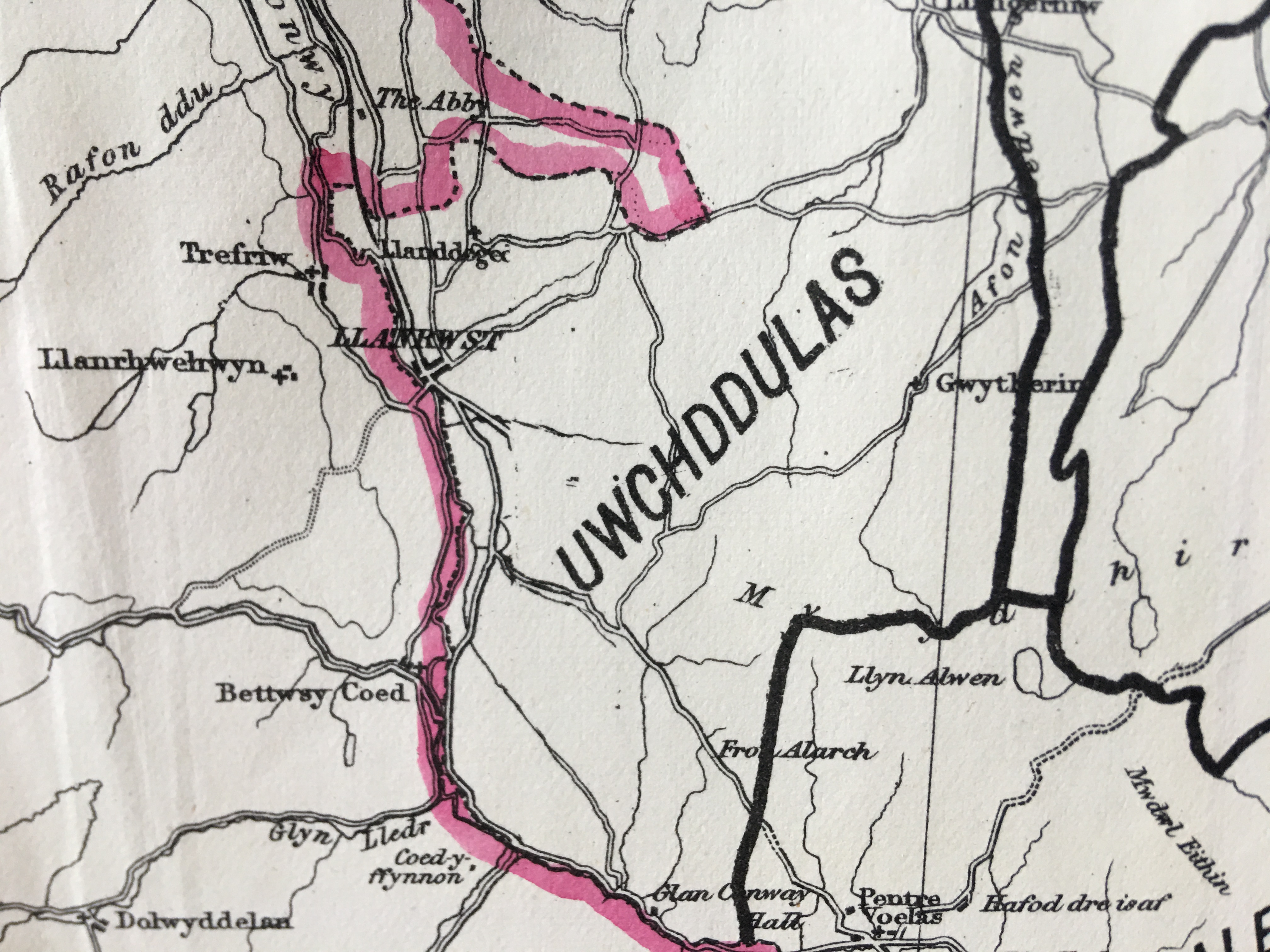 Antique 139 Years-Old Scarce Map Denbighshire 1885 Boundary Changes.