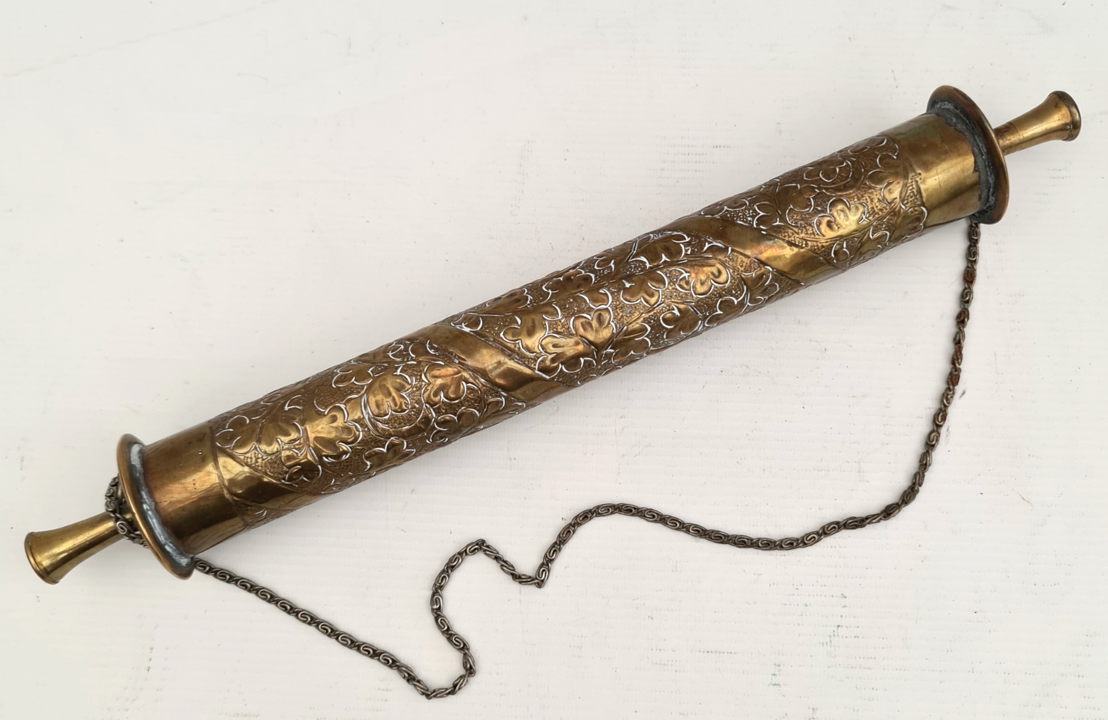 Antiques Brass Cylindrical Document Holder