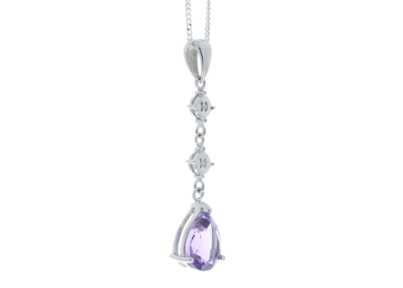9ct White Gold Amethyst And Diamond Pendant 0.01