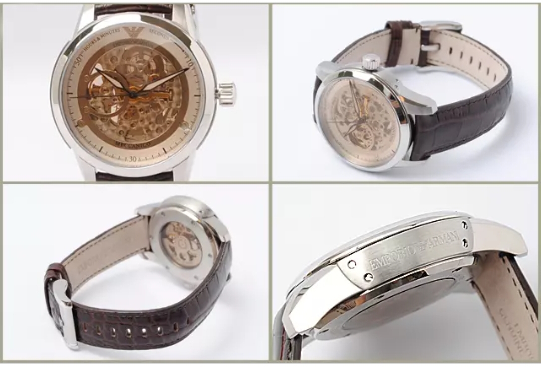 Emporio Armani AR4627 Men's Meccanico Brown Leather Strap Watch