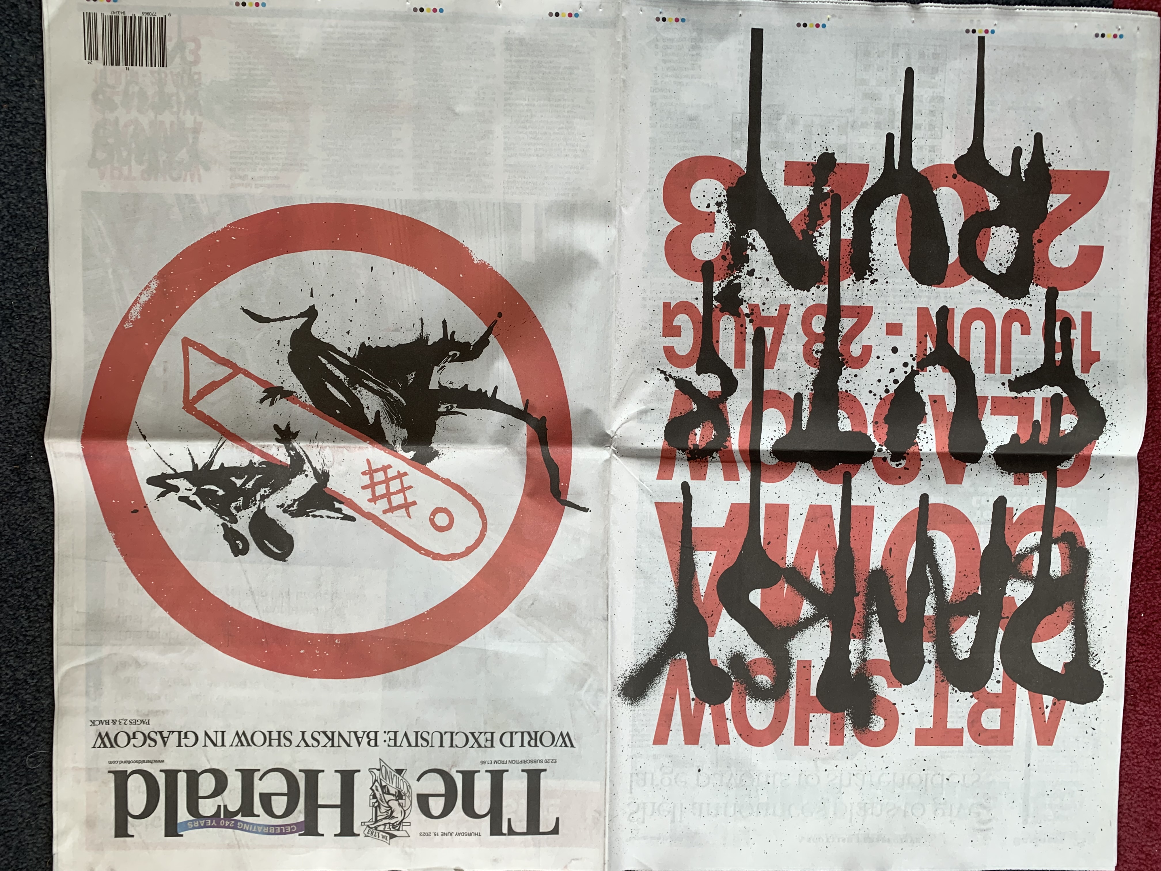 Banksy Limited Edition Glasgow Newspaper Free Post Worldwide