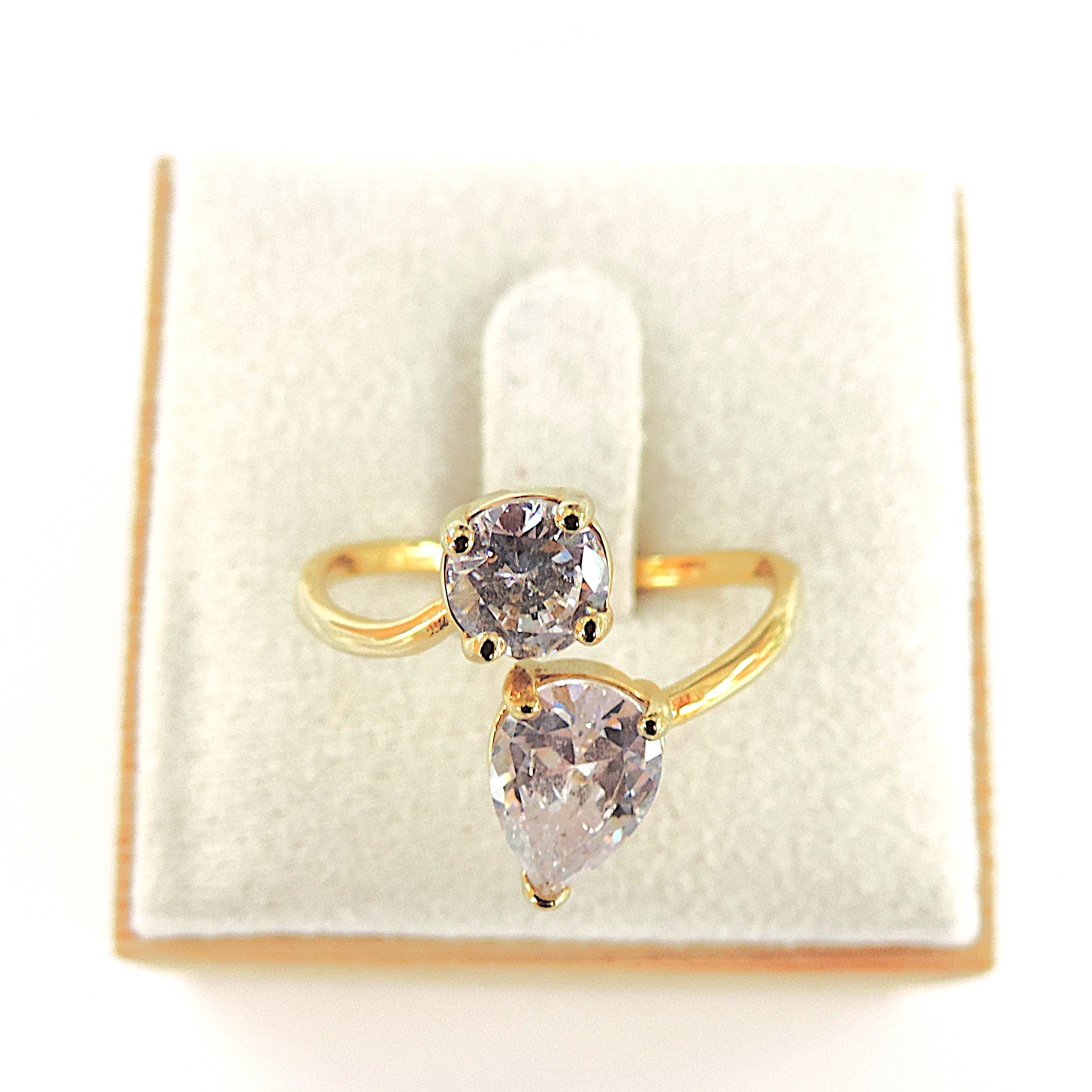 14k Gold on Silver CZ Gemstone Ring