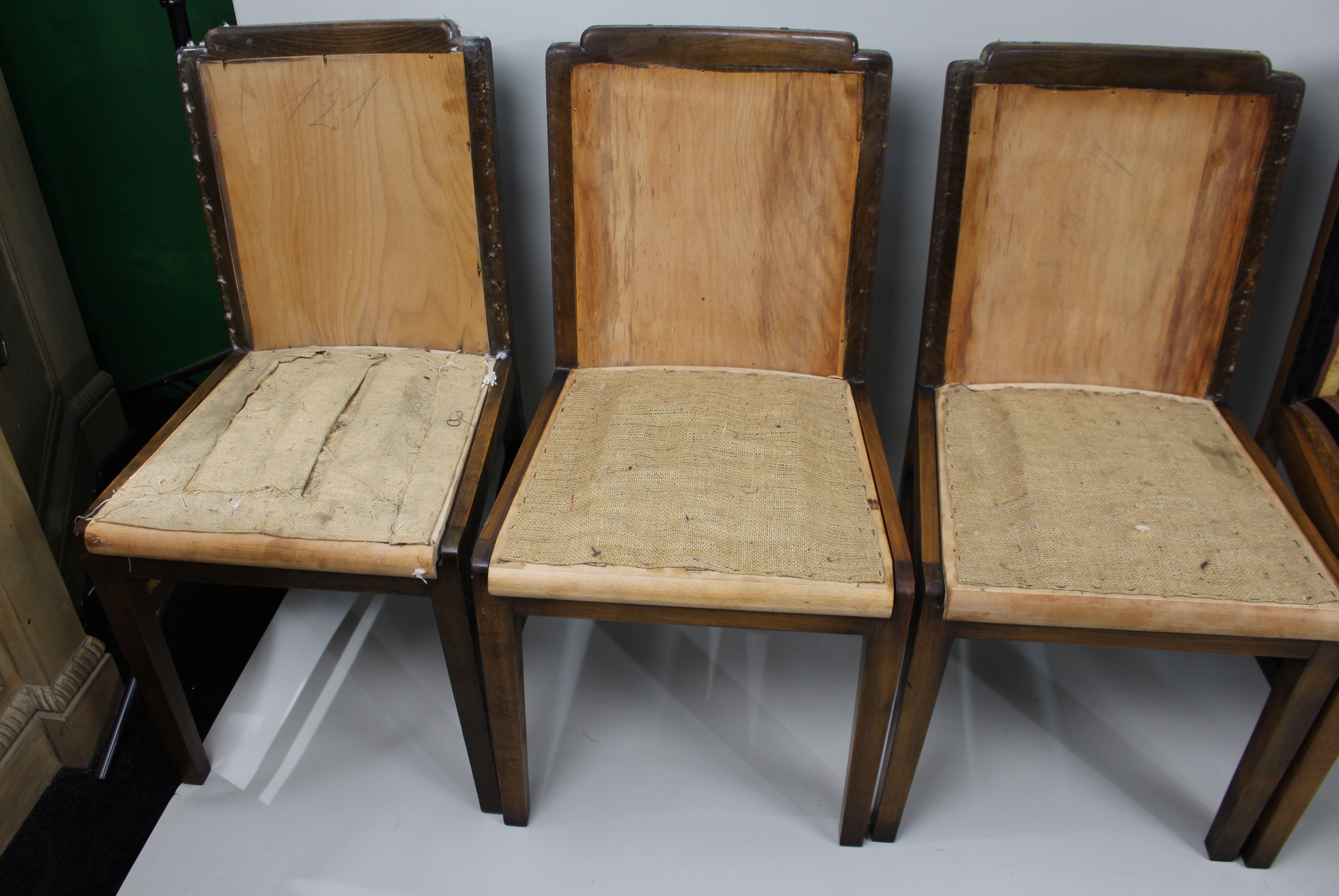 Set of 5 Art Deco Dining Chairs for Reupholstery