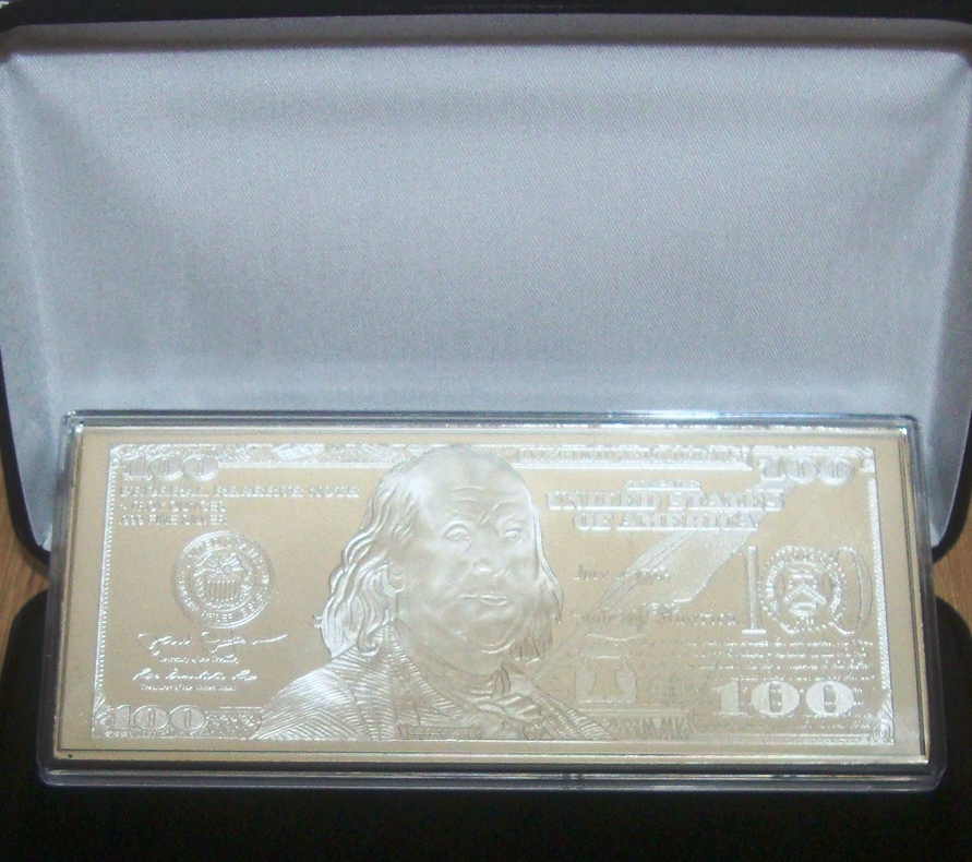 2016 QUARTER POUND SOLID SILVER $100 BANKNOTE INGOT