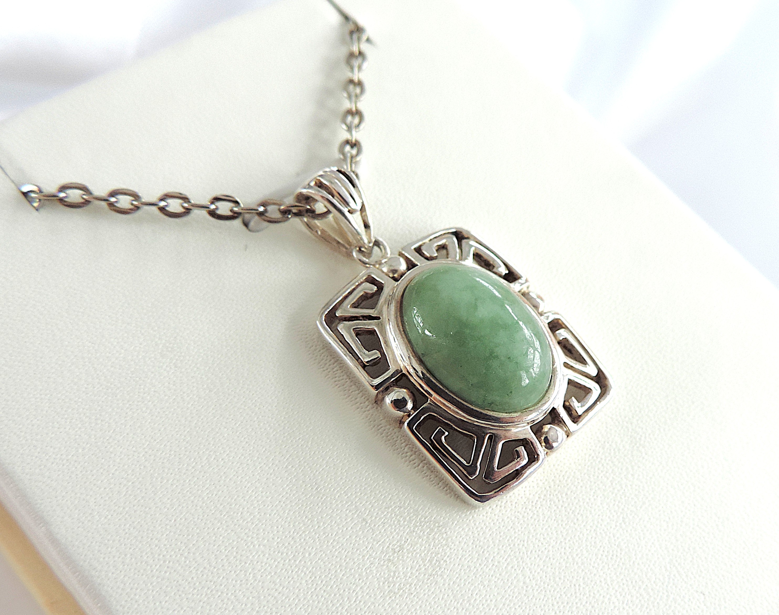 Artisan 925 Sterling Silver Green Turquoise Pendant Necklace