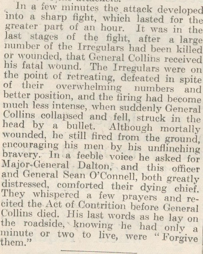 Michael Collins Shot Dead Ambushed By Ira Rebels 1922 NewspaperOriginal Complete Edition Of The
