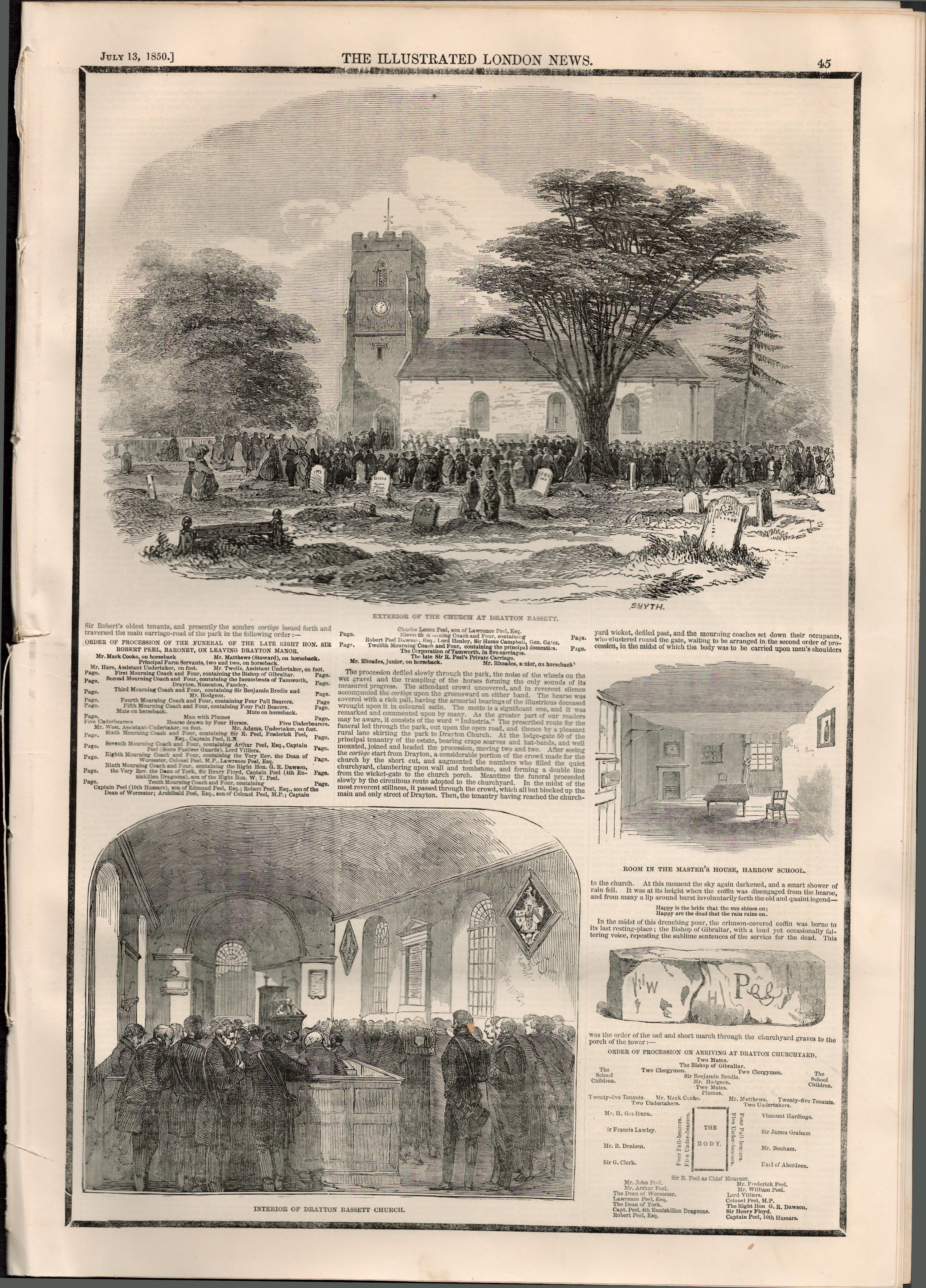 1850 The Death Of Sir Robert Peel Antique NewspaperAntique Complete Edition The Illustrated London