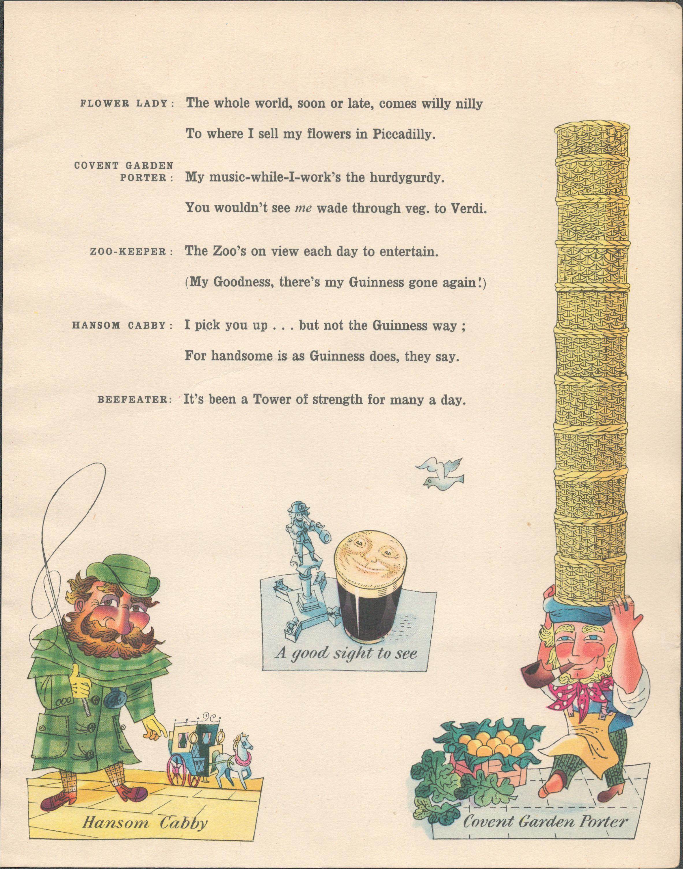 Double Sided Guinness Illustration Page 1951 "Reading Without Tears"A Genuine Double Sided