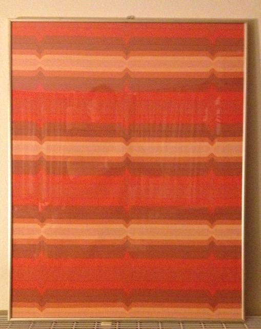 Circa 1970s Framed Heals Fabric 'Polychrome' By Catherine Netherwood #2.