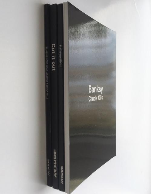 BANKSY (British b.1974) 3 Self Published Books 1st Edition 2001 - 04  &  Banksy Crude Oils Postcards