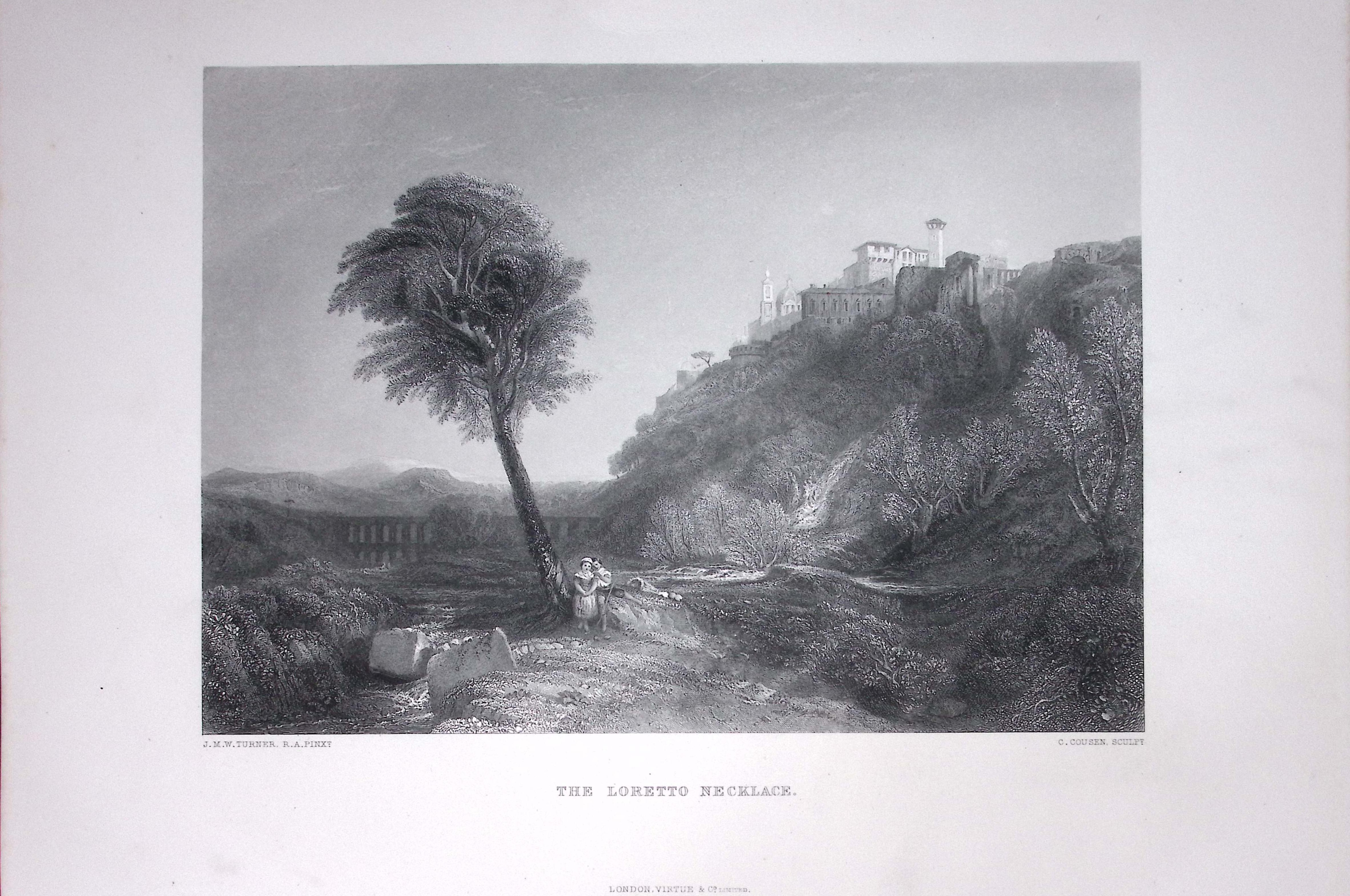 J.M.W Turner Loretto Necklace Italy Large Antique Steel Engraving-33-TR