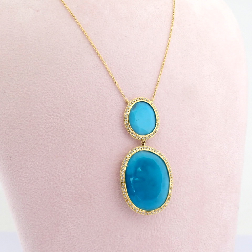 Natural Diamond 18K Yellow Gold Necklace