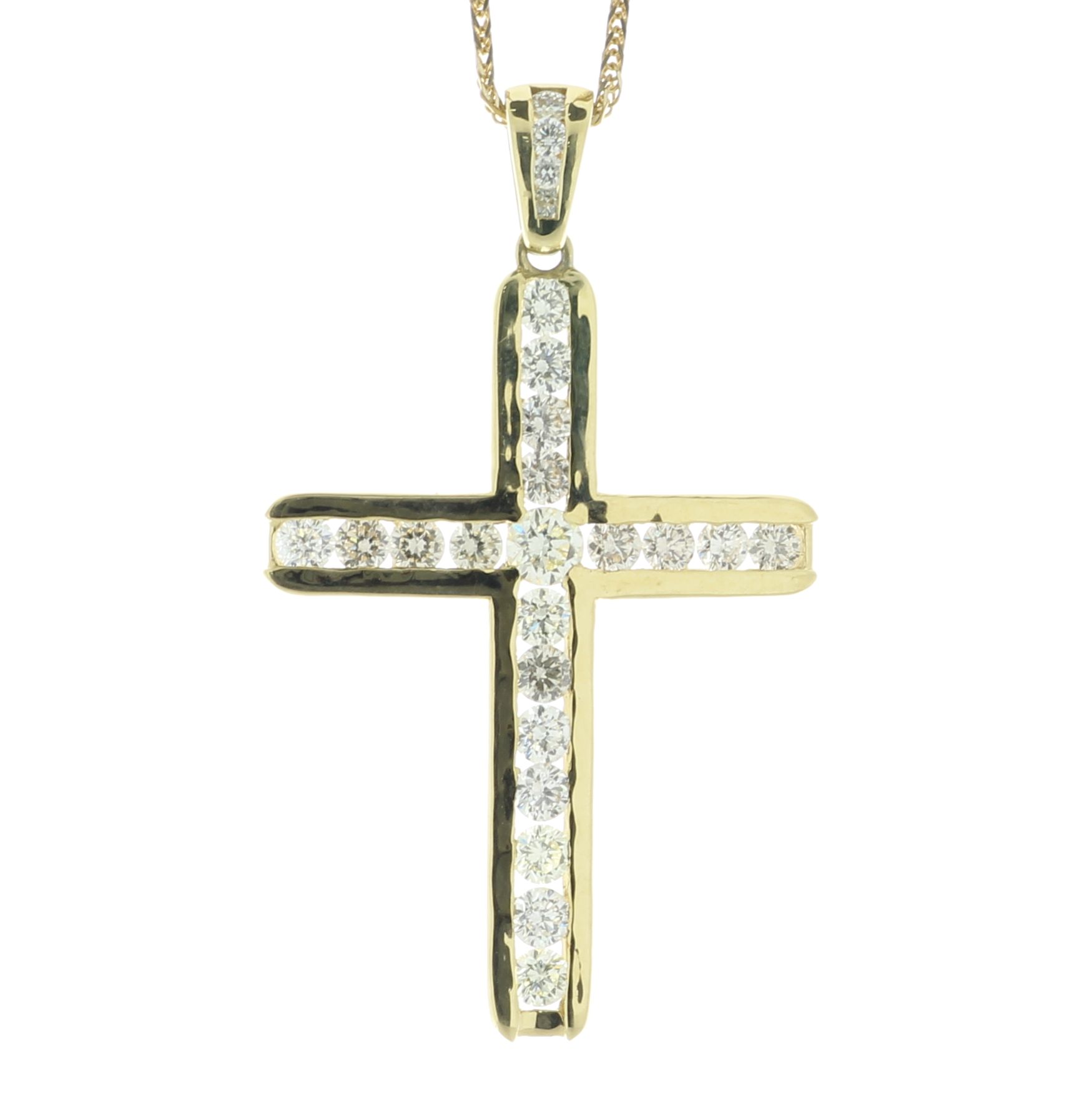 18ct Yellow Gold Diamond Cross Pendant 2.00 Carats