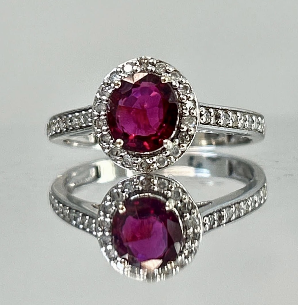 Natural Burma Ruby Unheated/Untreated With Natural Diamonds & 18k Gold