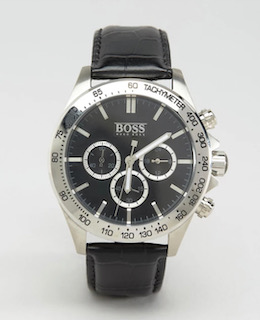 Hugo Boss 1513178 Men's Ikon Black Leather Strap Quartz Chronograph Watch