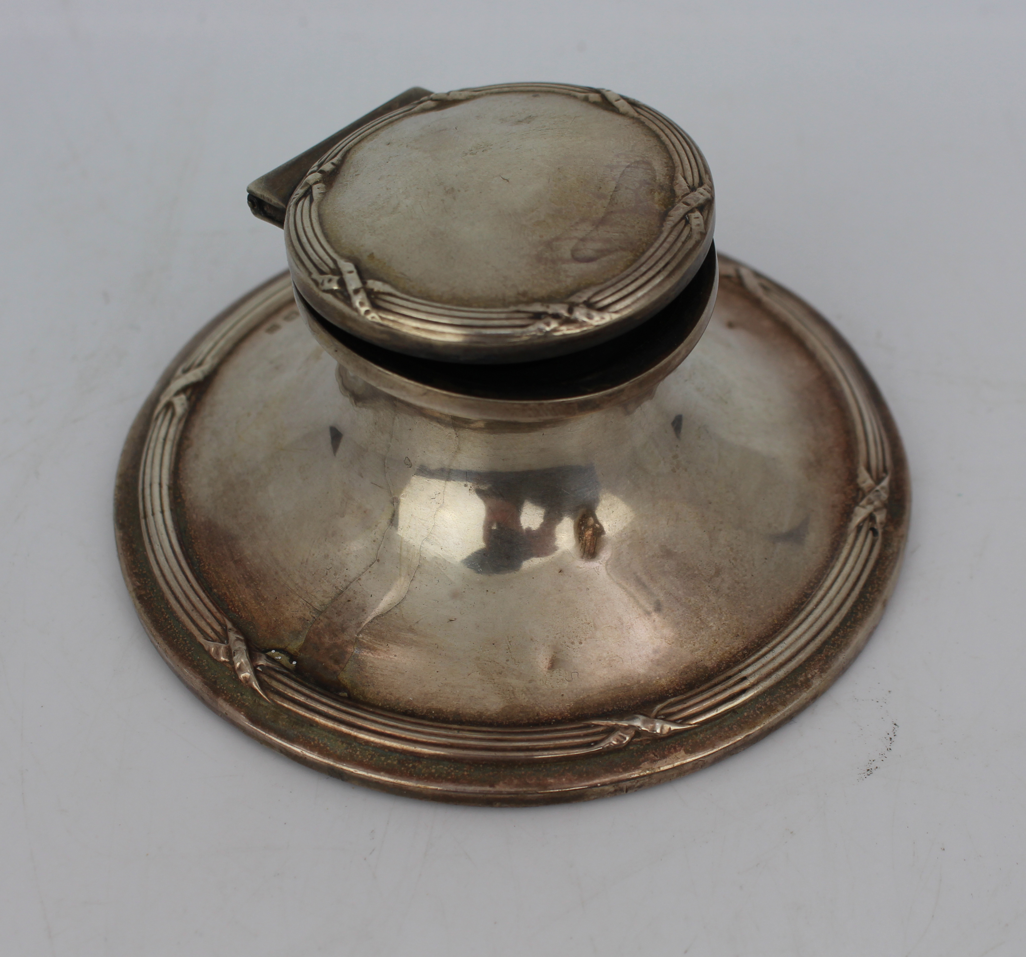Solid Silver Antique Inkwell