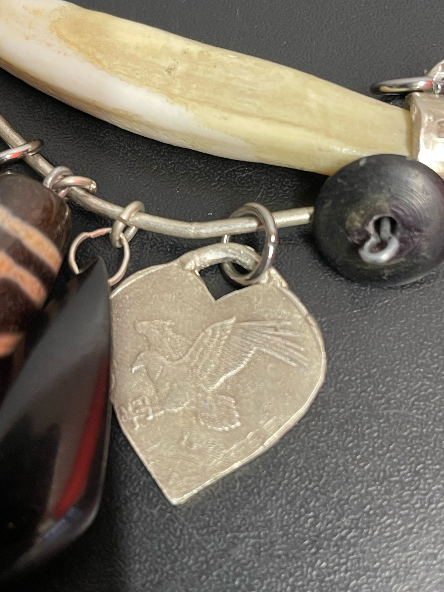 Antique Sterling Silver Pendant With Charms