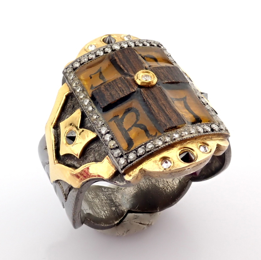 Natural Diamond 24K Yellow Gold Ring
