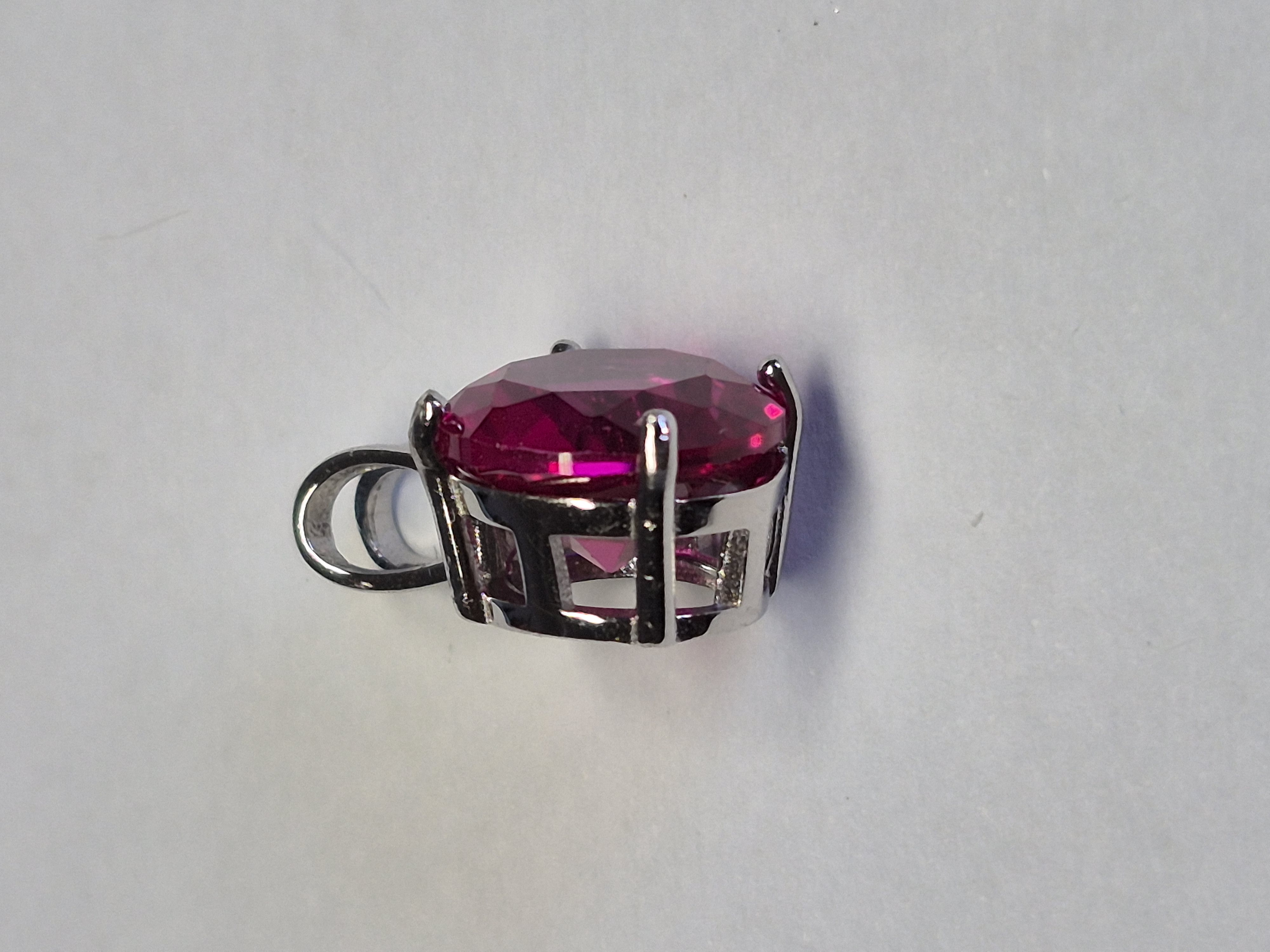 Natural Ruby Corundum Pendant 4.36 ct In Sterling Silver 925