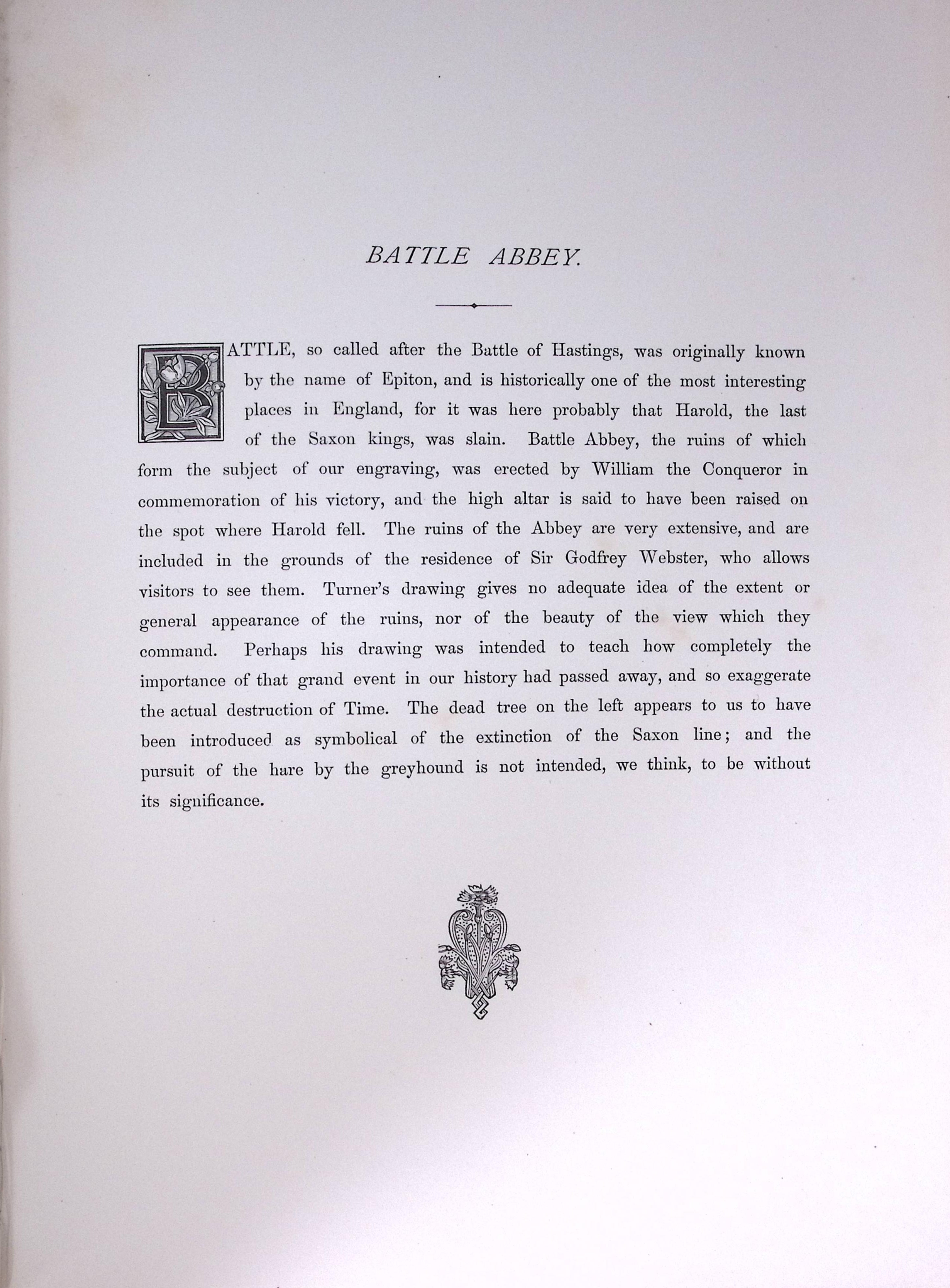 J.M.W Turner Battle Abbey East Sussex Antique Steel Engraving-51-TR