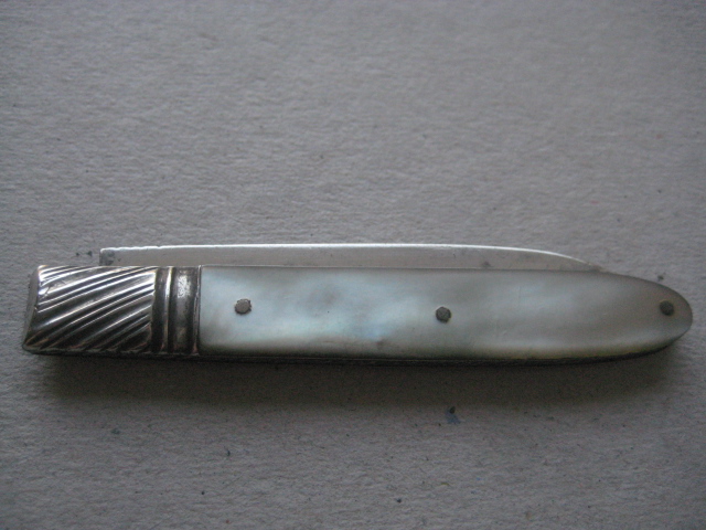 Rare George III Double Duty Marked Silver Bladed Folding Fruit Knife