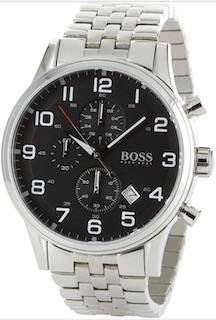 Hugo Boss 1512446 Men's Aeroliner Black Dial Silver Bracelet Chronograph Watch