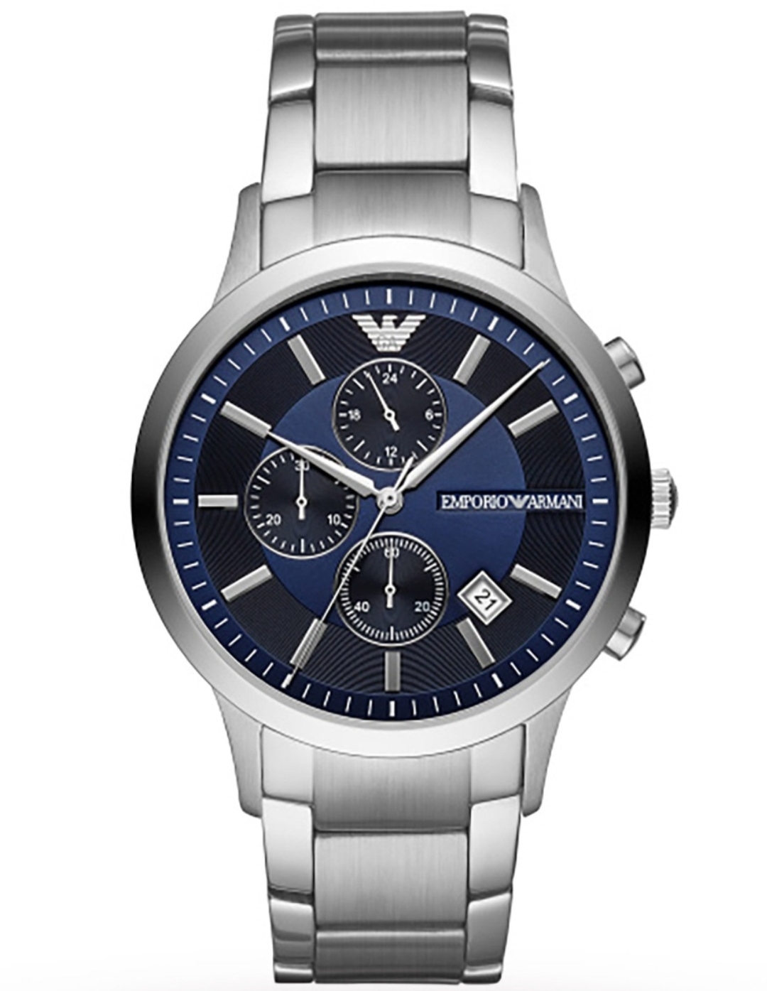 Emporio Armani AR11164 Men's Blue Dial Silver Bracelet Chronograph Watch