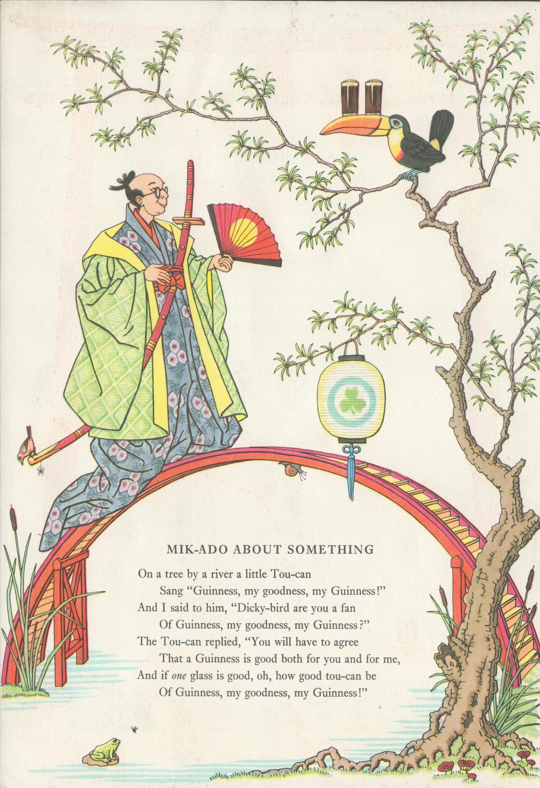 Double Sided Guinness Print 1961 "Mikado & Judge Chambers"A Genuine Double Sided Lithographed Colour