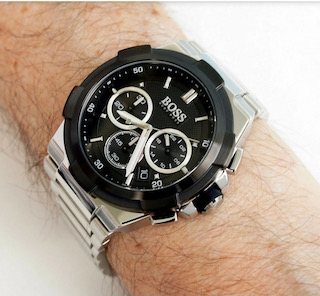 Hugo Boss 1513359 Men's Supernova Black Dial Silver Bracelet Chronograph Watch