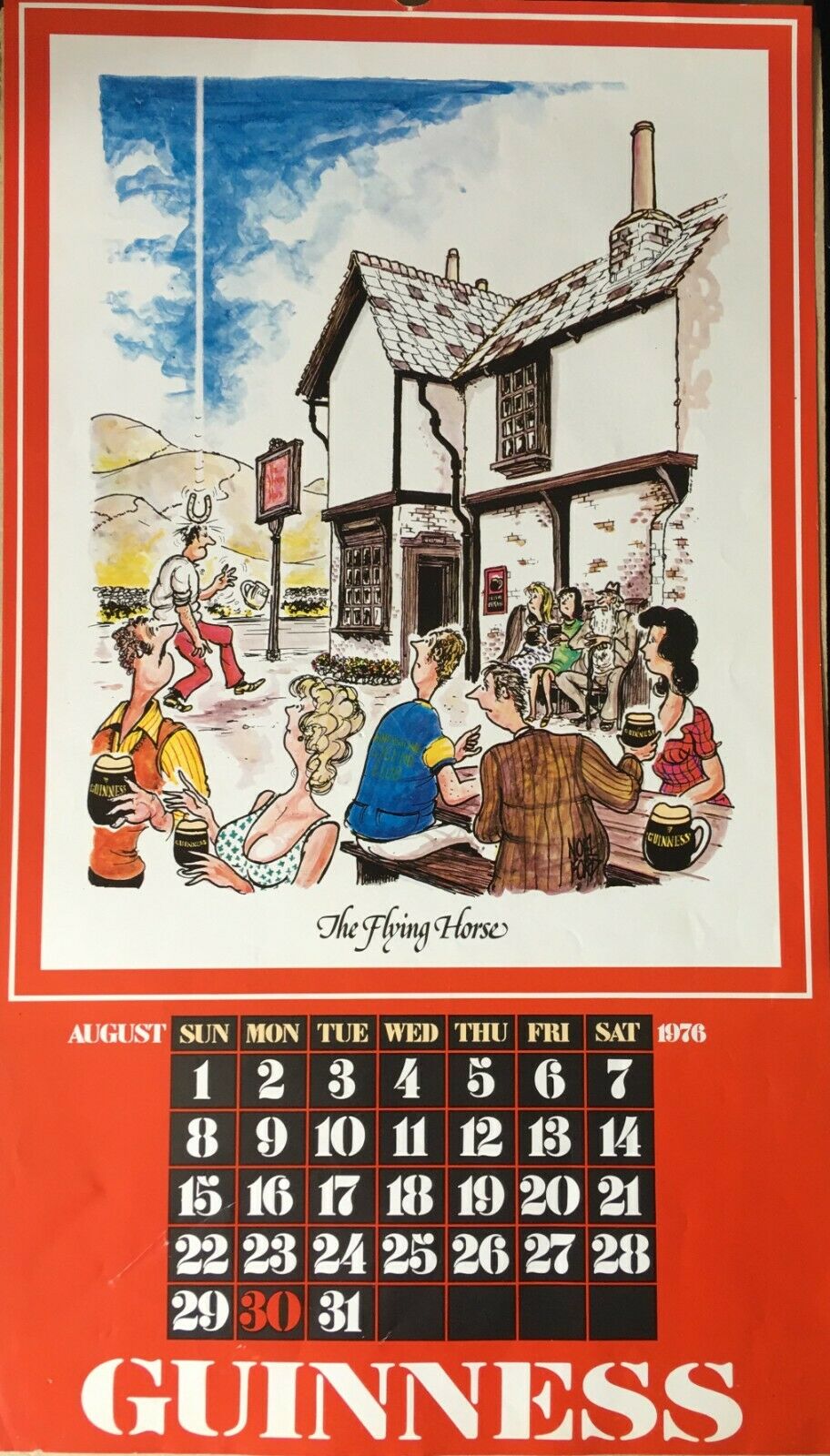 5 Vintage Single Original Pages Guinness Calendars 1971-1981- Set 1Collection Of 5 Vintage Single