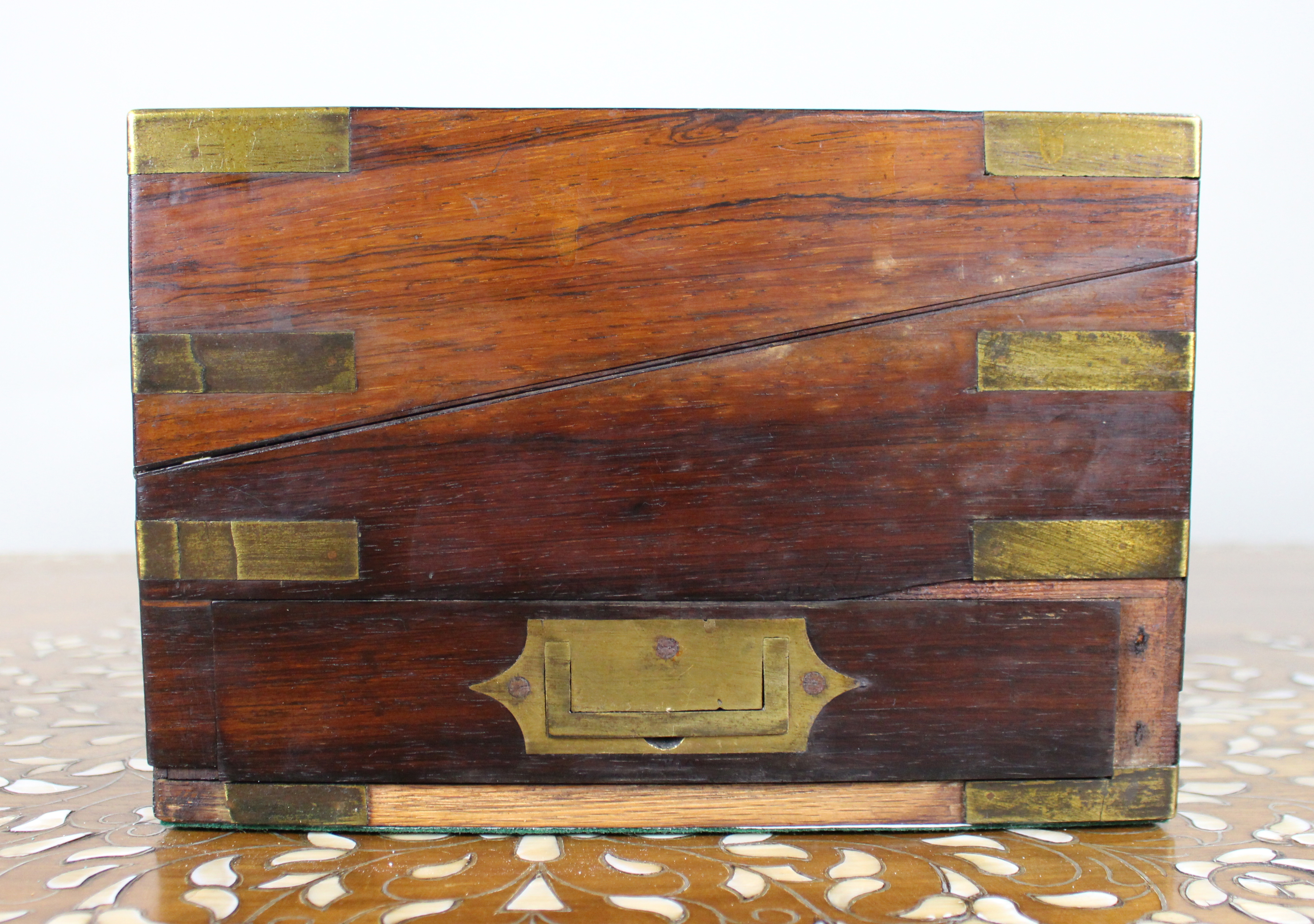 Antique Brass-Bound Rosewood Writing Slope, c.1850