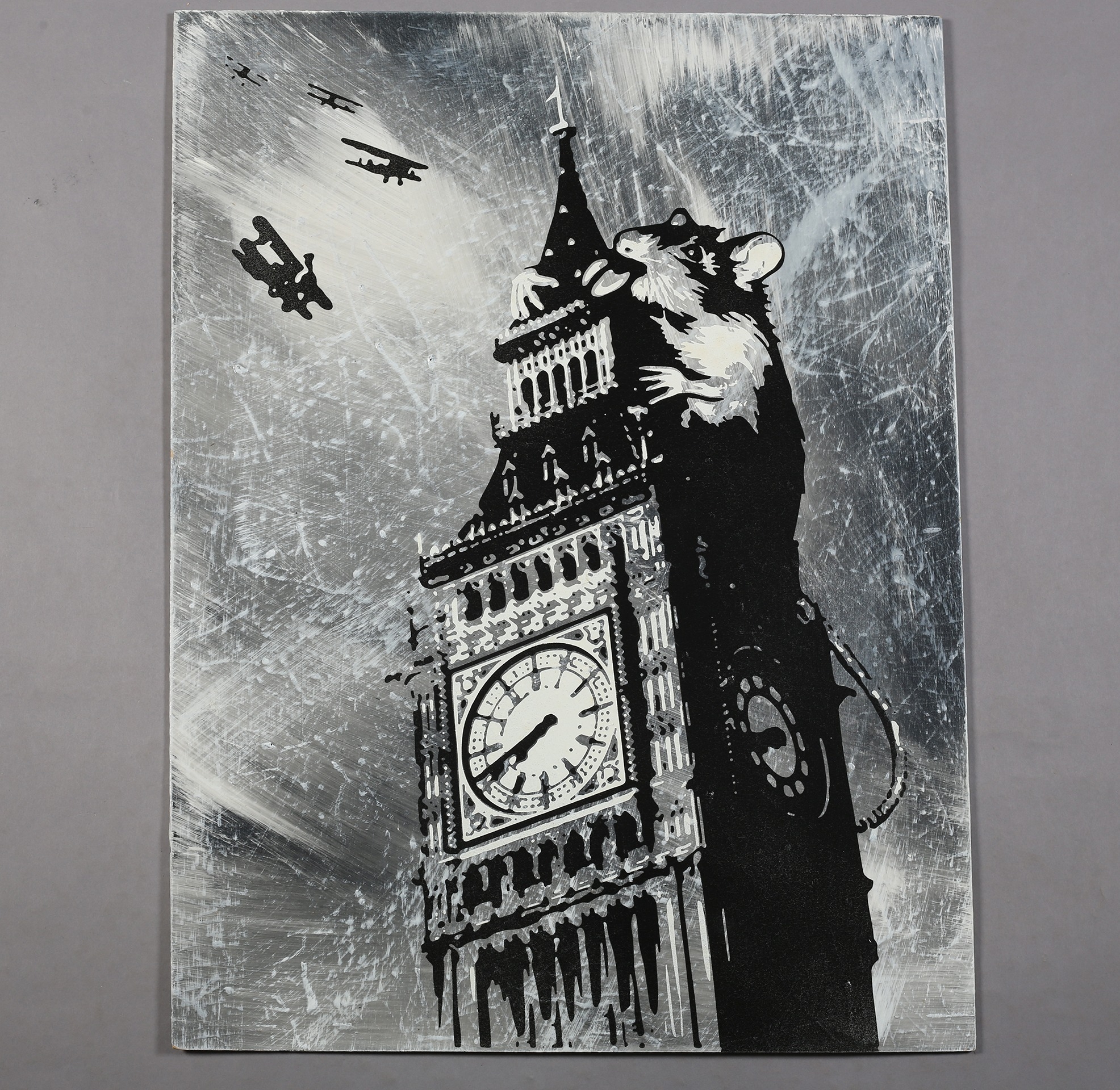 Rourke Van Dal (b1964) 'Rat On Big Ben', Spray Paint and Acrylic On Board, Signed, Editioned, 2009