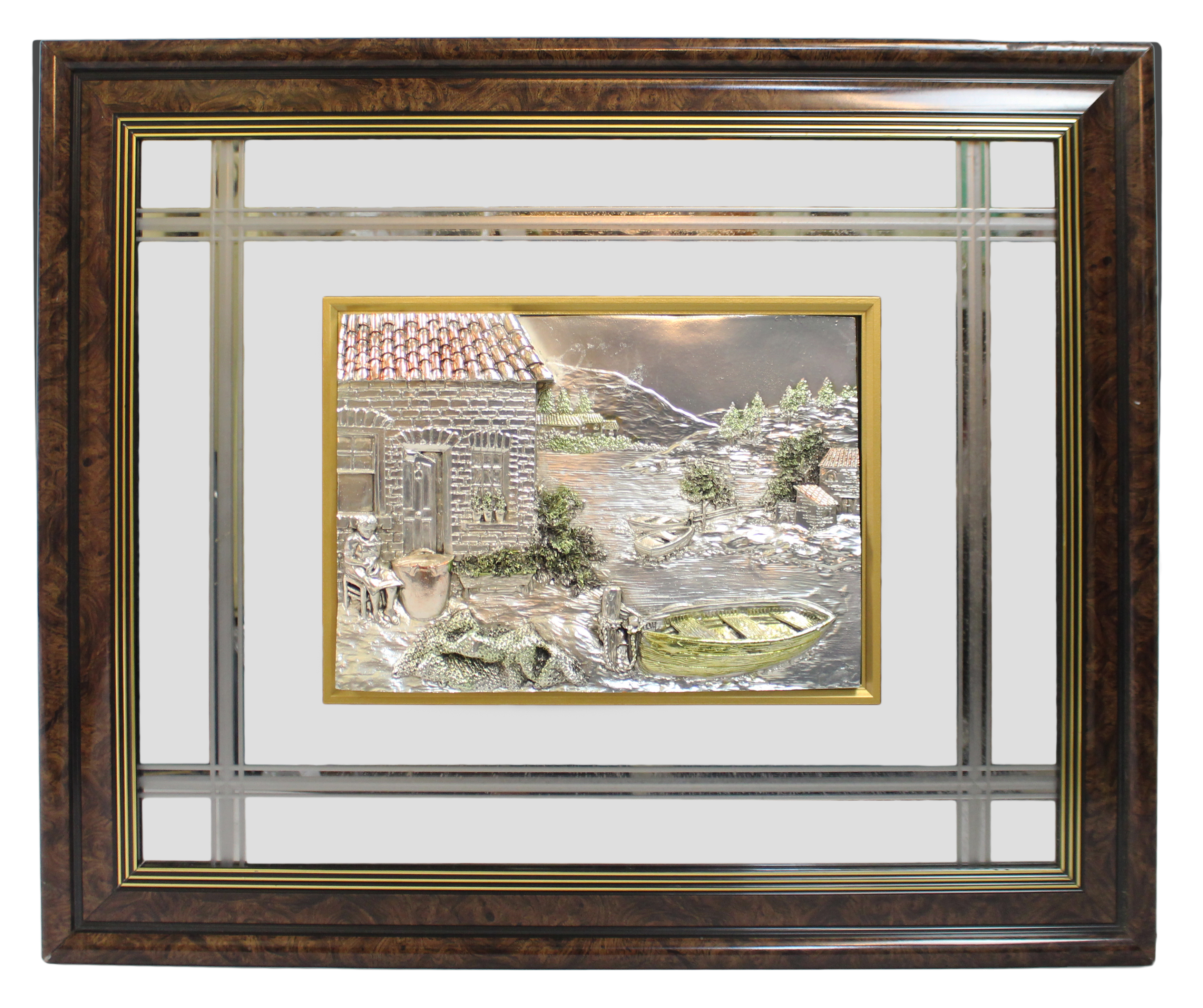 Pair of Large Creazioni Artistiche Relief Silver Artworks (Framed)